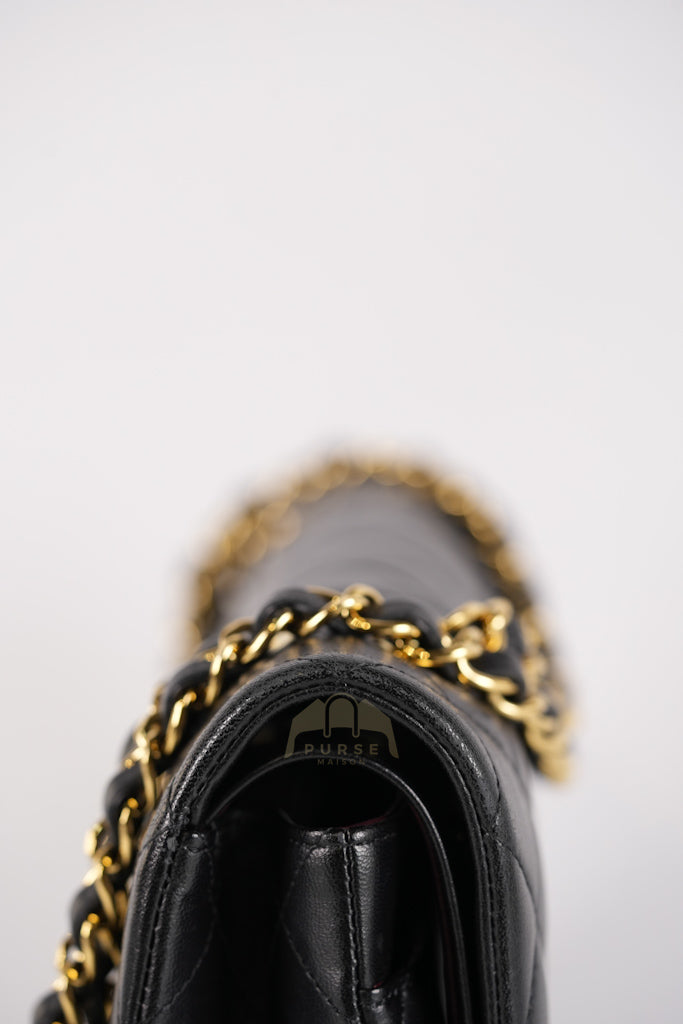 Classic Double Flap Medium in Black Quilted Lambskin Leather and Gold Hardware Series 26 | Purse Maison Luxury Bags Shop