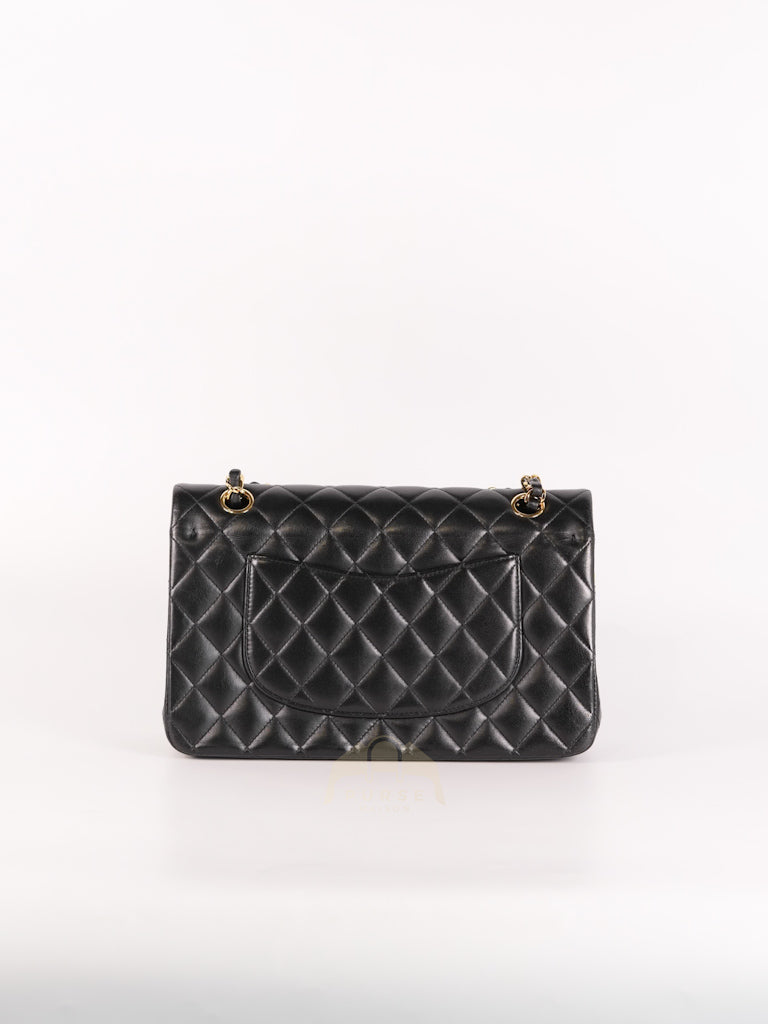 Classic Double Flap Medium in Black Quilted Lambskin Leather and Gold Hardware Series 26 | Purse Maison Luxury Bags Shop