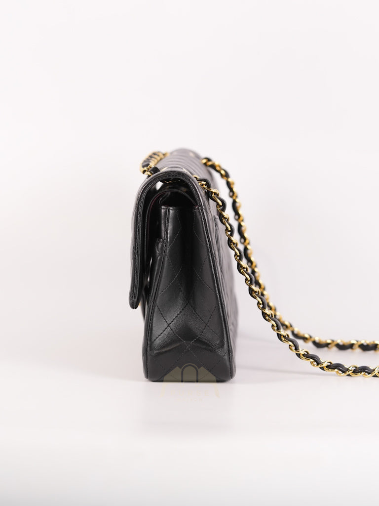 Classic Double Flap Medium in Black Quilted Lambskin Leather and Gold Hardware Series 26 | Purse Maison Luxury Bags Shop