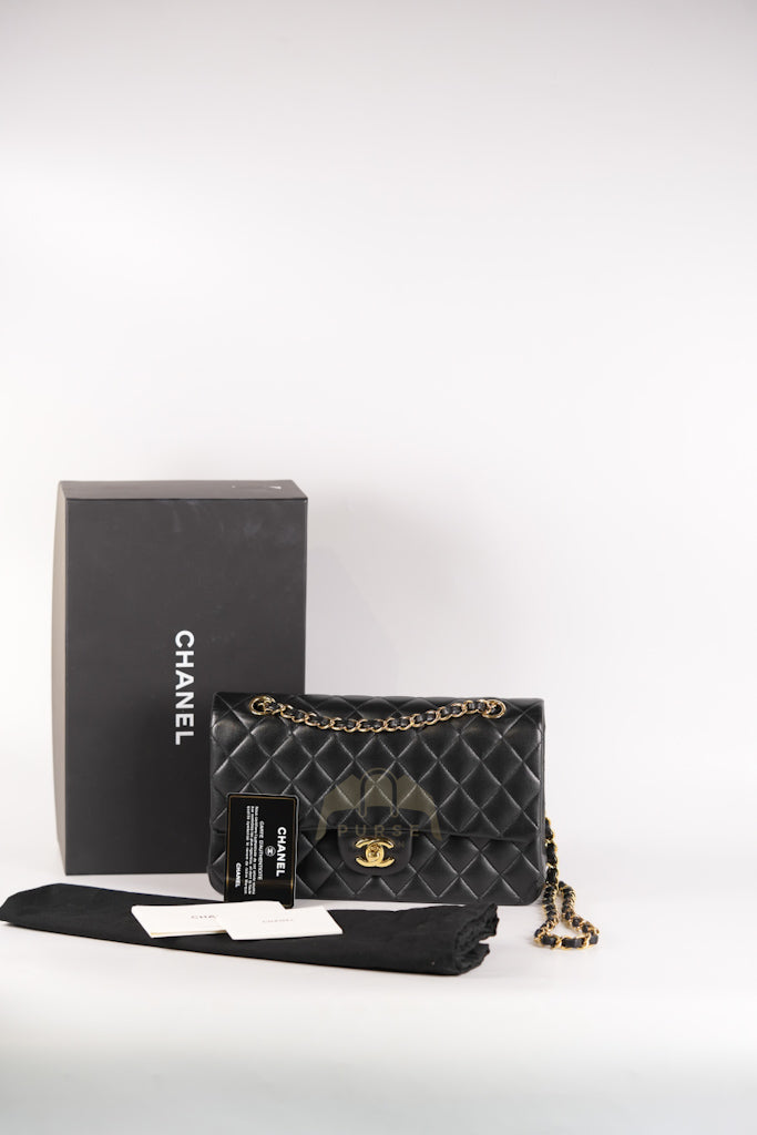 Classic Double Flap Medium in Black Quilted Lambskin Leather and Gold Hardware Series 26 | Purse Maison Luxury Bags Shop