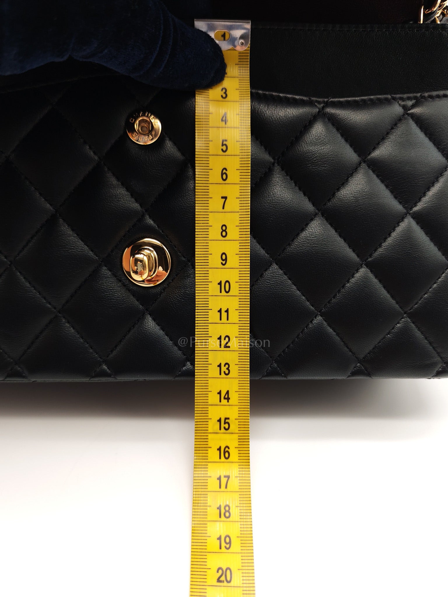 Classic Double Flap Medium in Black Quilted Lambskin Leather & Gold Hardware Microchip | Purse Maison Luxury Bags Shop