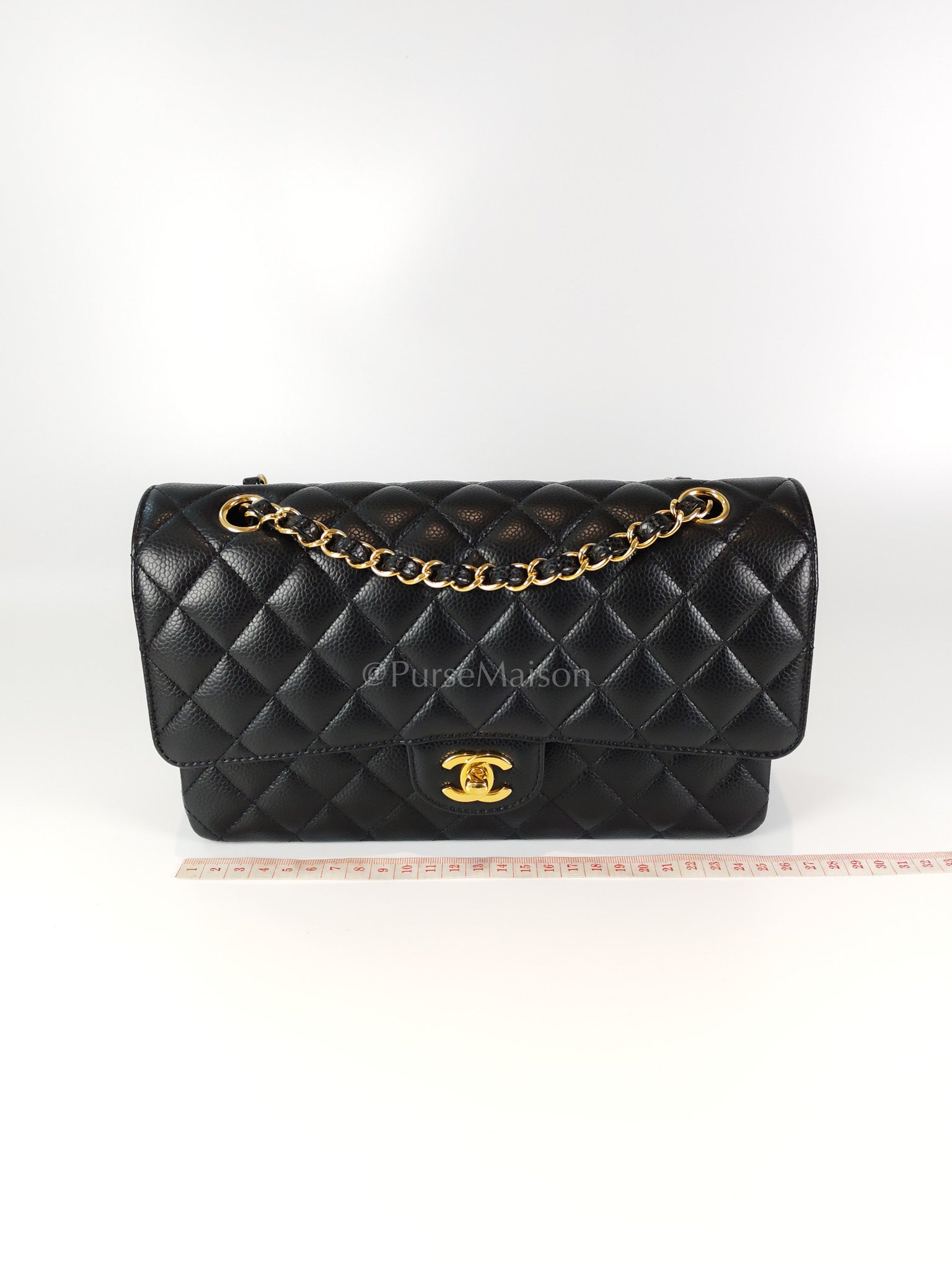 Classic Double Flap Medium in Caviar Leather and Gold Hardware (Microchip) | Purse Maison Luxury Bags Shop