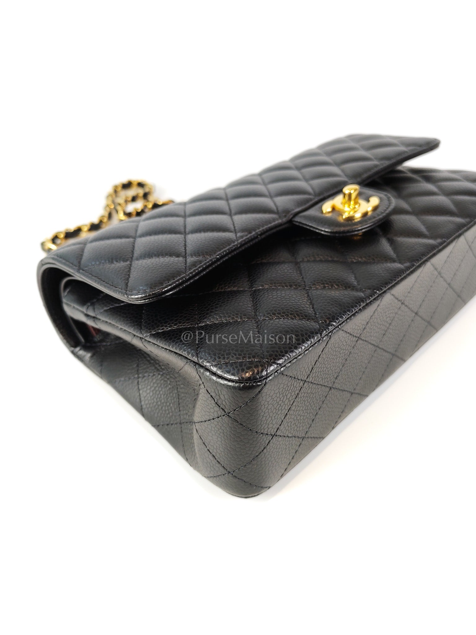 Classic Double Flap Medium in Caviar Leather and Gold Hardware (Microchip) | Purse Maison Luxury Bags Shop