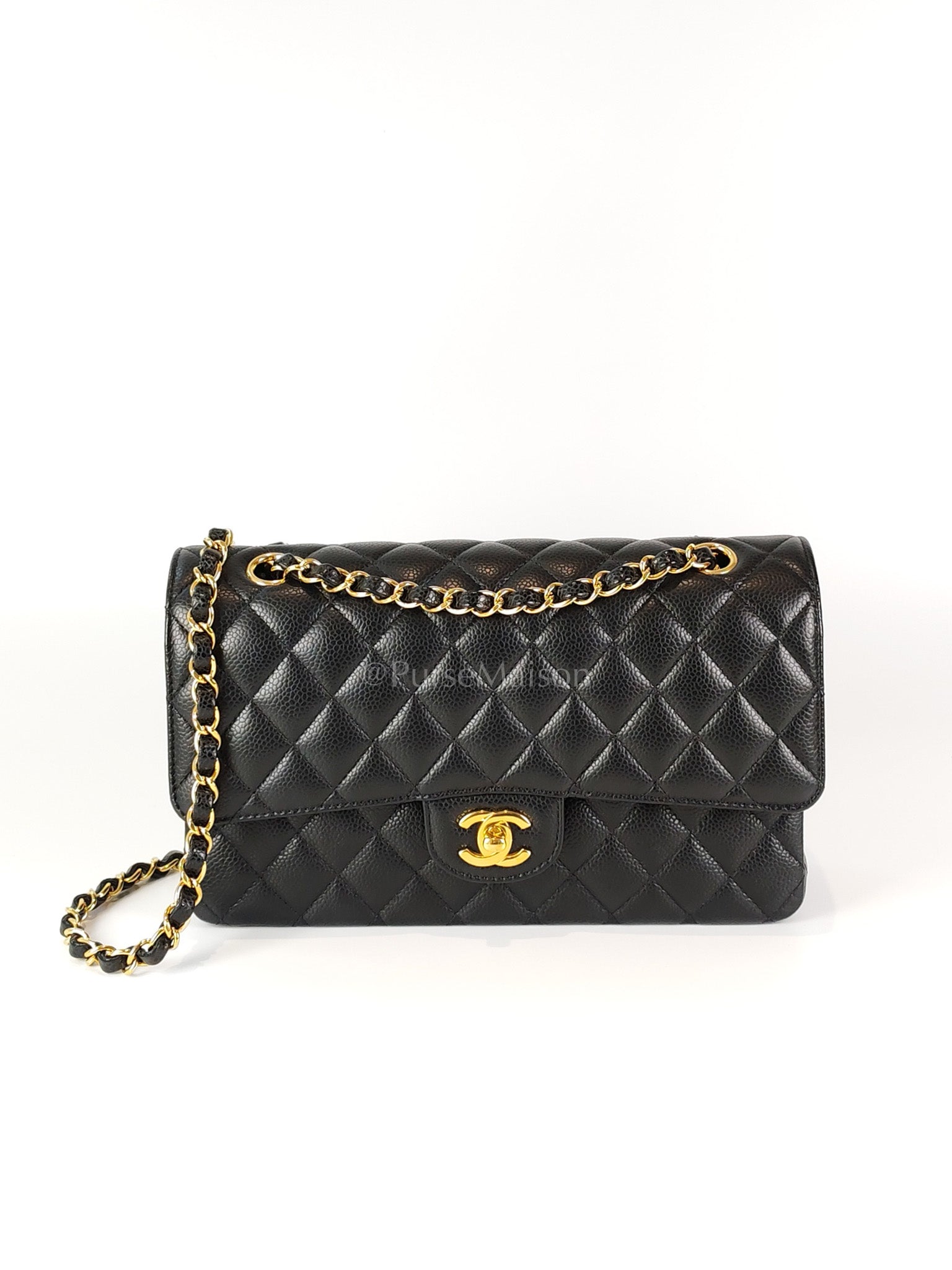 Classic Double Flap Medium in Caviar Leather and Gold Hardware (Microchip) | Purse Maison Luxury Bags Shop