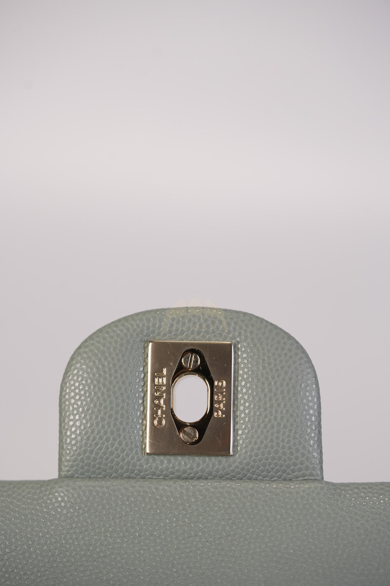 Classic Double Flap Medium in Mint Green Quilted Caviar Leather & Light Gold Hardware Microchip | Purse Maison Luxury Bags Shop