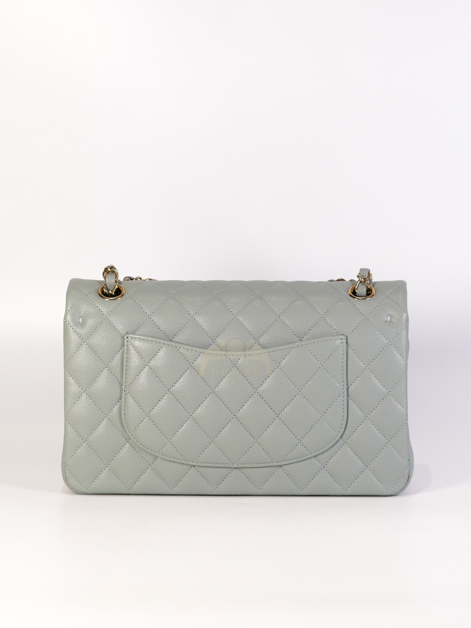 Classic Double Flap Medium in Mint Green Quilted Caviar Leather & Light Gold Hardware Microchip | Purse Maison Luxury Bags Shop