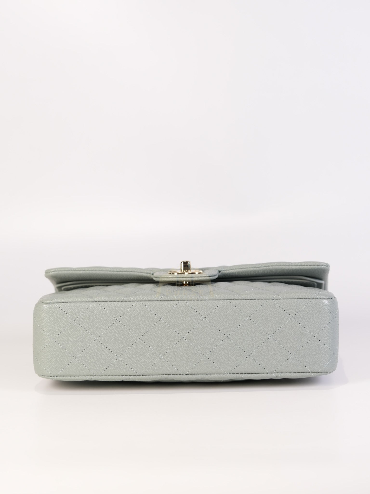 Classic Double Flap Medium in Mint Green Quilted Caviar Leather & Light Gold Hardware Microchip | Purse Maison Luxury Bags Shop