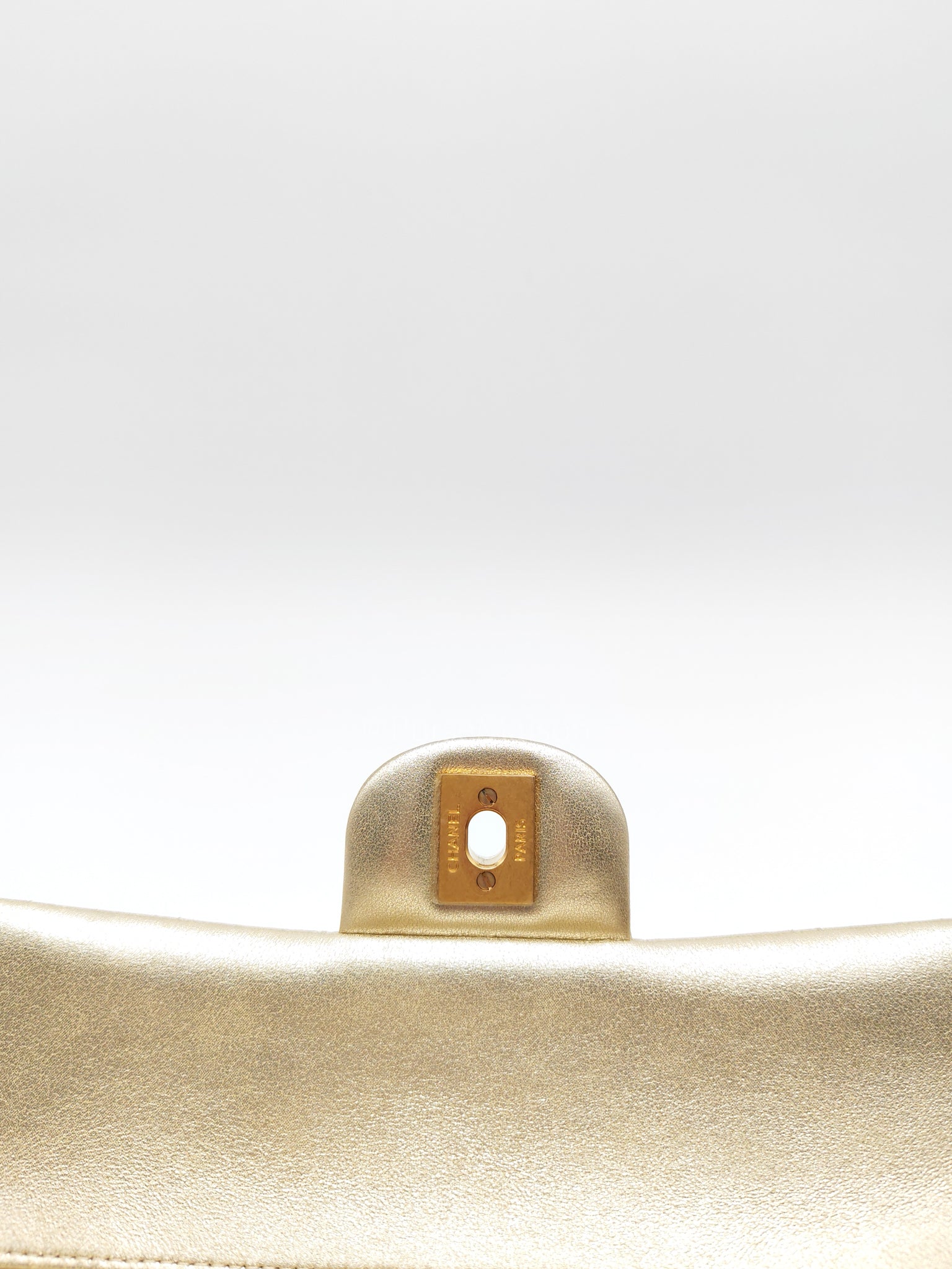 Classic Double Flap Medium Metallic Gold Lambskin Leather and Aged Gold Hardware (Microchip) | Purse Maison Luxury Bags Shop