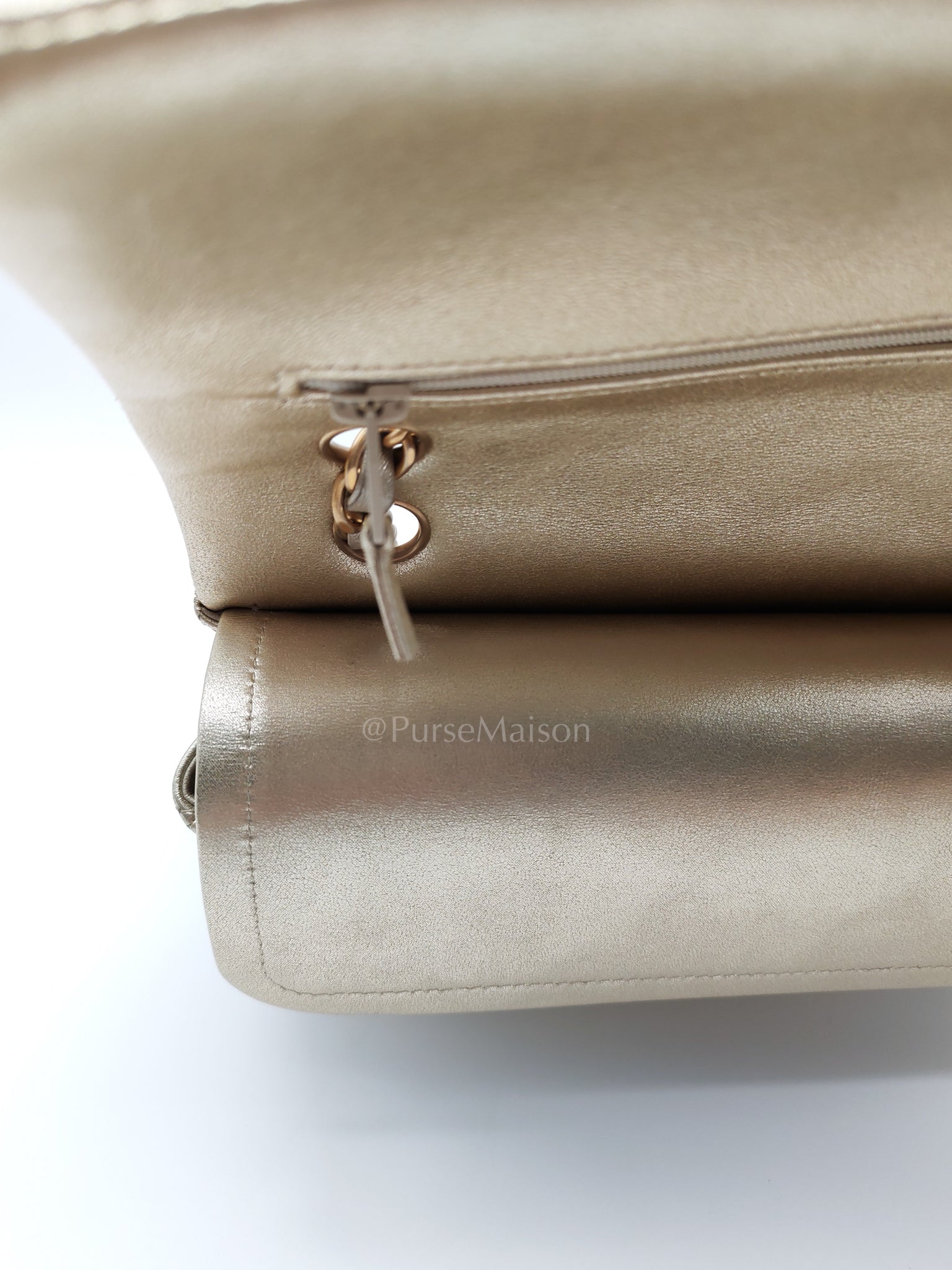 Classic Double Flap Medium Metallic Gold Lambskin Leather and Aged Gold Hardware (Microchip) | Purse Maison Luxury Bags Shop