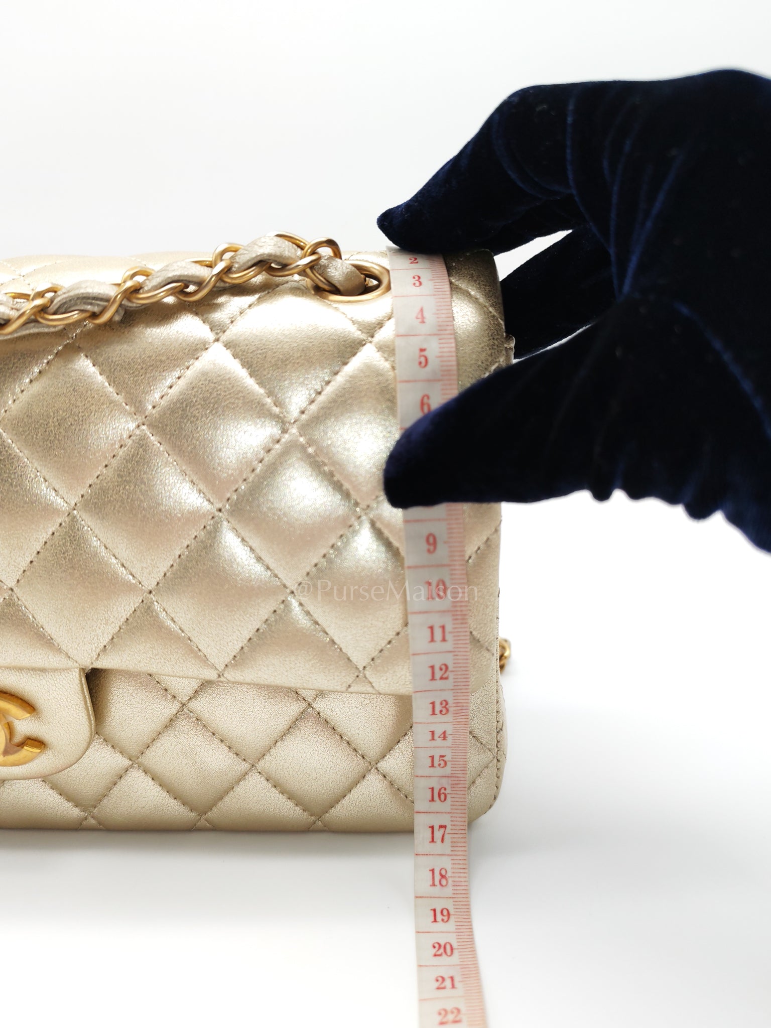 Classic Double Flap Medium Metallic Gold Lambskin Leather and Aged Gold Hardware (Microchip) | Purse Maison Luxury Bags Shop