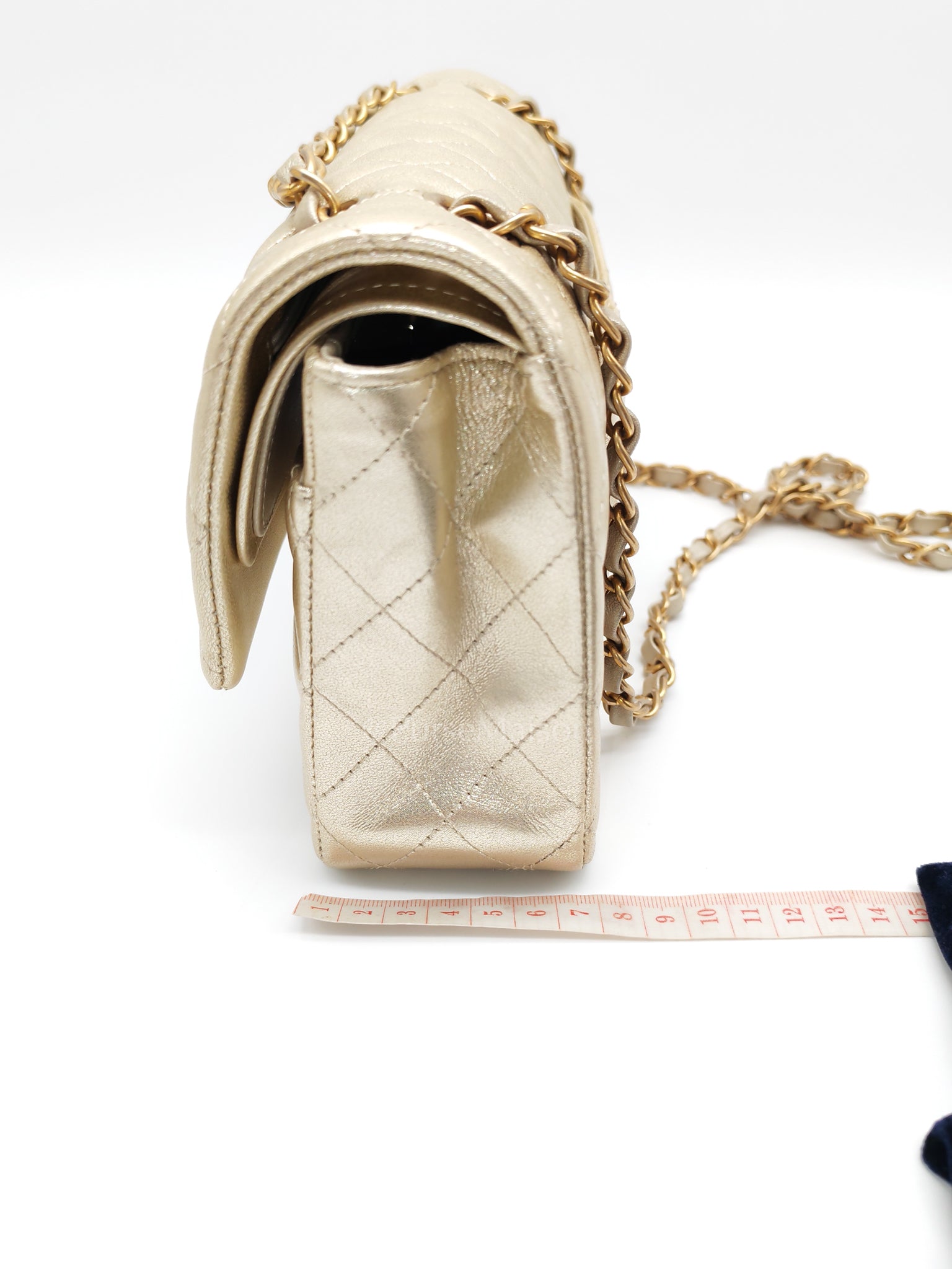 Classic Double Flap Medium Metallic Gold Lambskin Leather and Aged Gold Hardware (Microchip) | Purse Maison Luxury Bags Shop