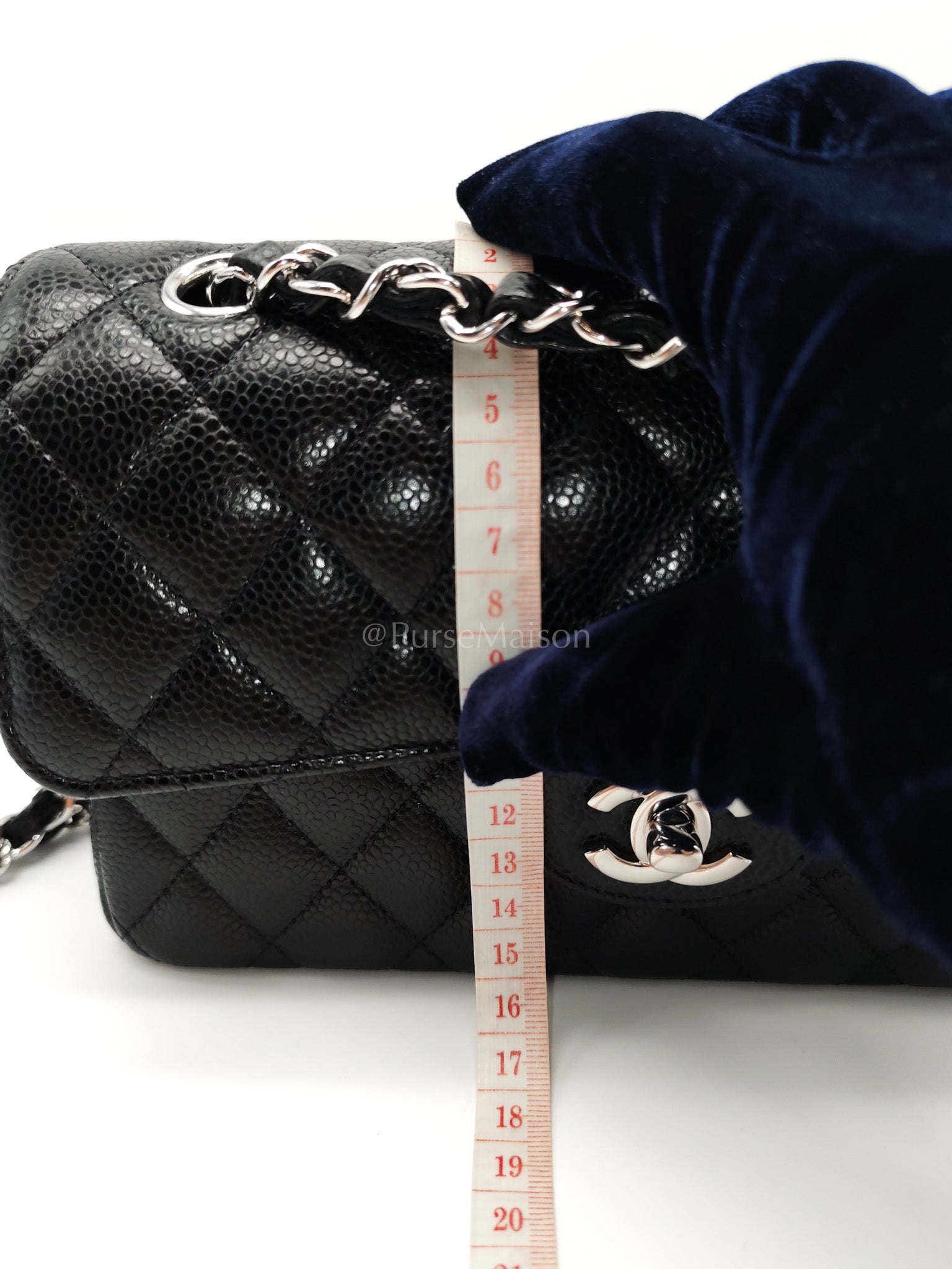 Classic Double Flap Small Black Caviar in Silver Hardware (Microchip) | Purse Maison Luxury Bags Shop