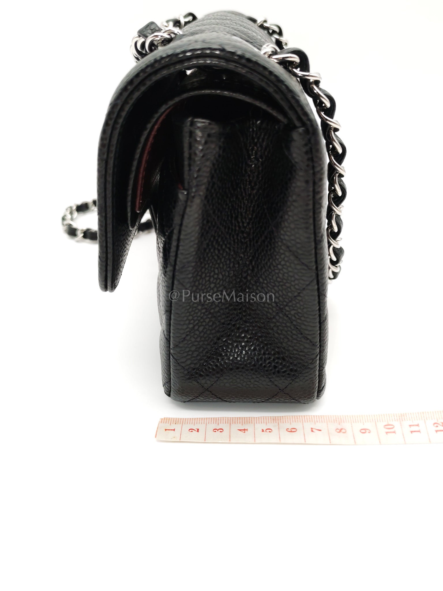 Classic Double Flap Small Black Caviar in Silver Hardware (Microchip) | Purse Maison Luxury Bags Shop