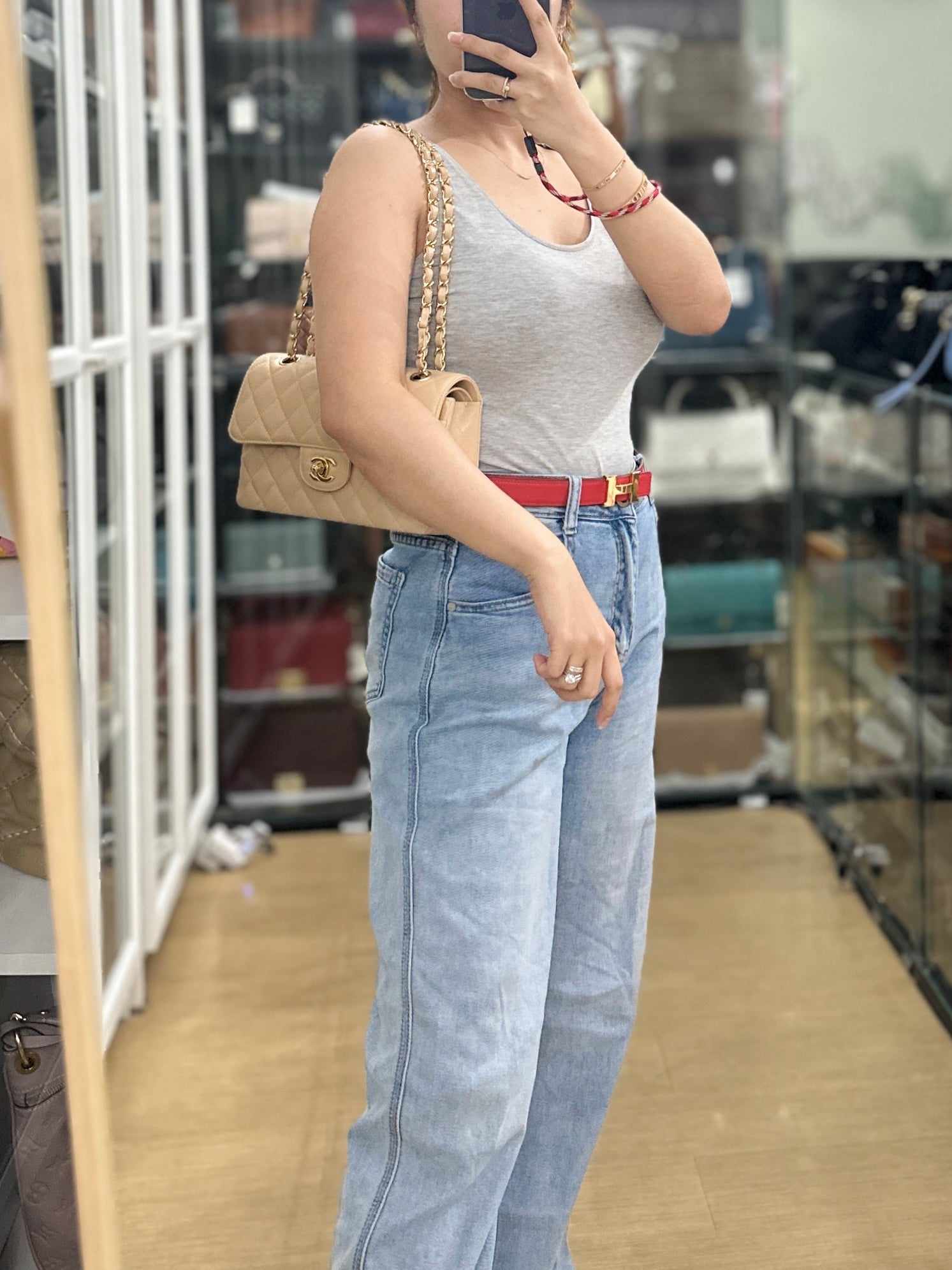 Chanel Classic Double Flap Small in Beige Clair Quilted Caviar and Gold Hardware (Microchip)