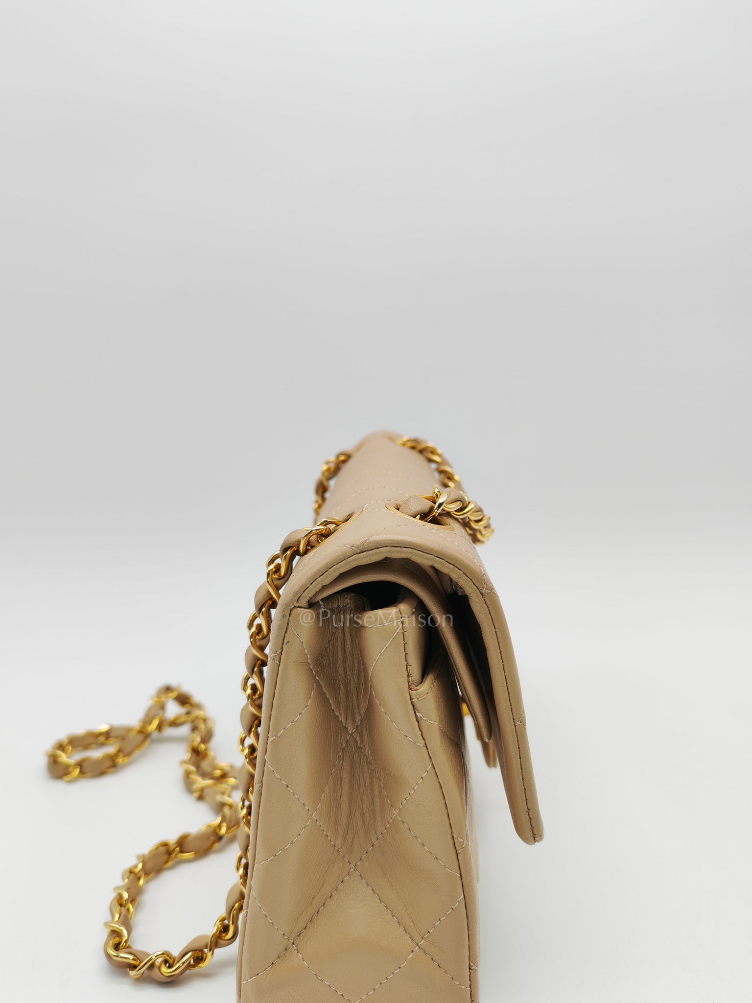 Classic Double Flap Small in Beige Lambskin Leather & Gold Hardware Series 1 | Purse Maison Luxury Bags Shop