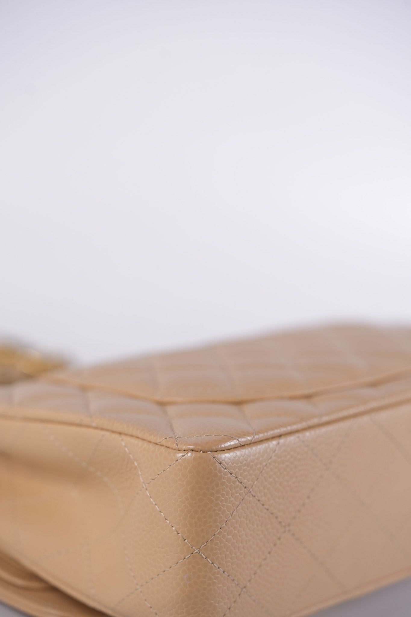 Classic Double Flap Small in Beige Quilted Caviar Leather & Gold Hardware Microchip | Purse Maison Luxury Bags Shop