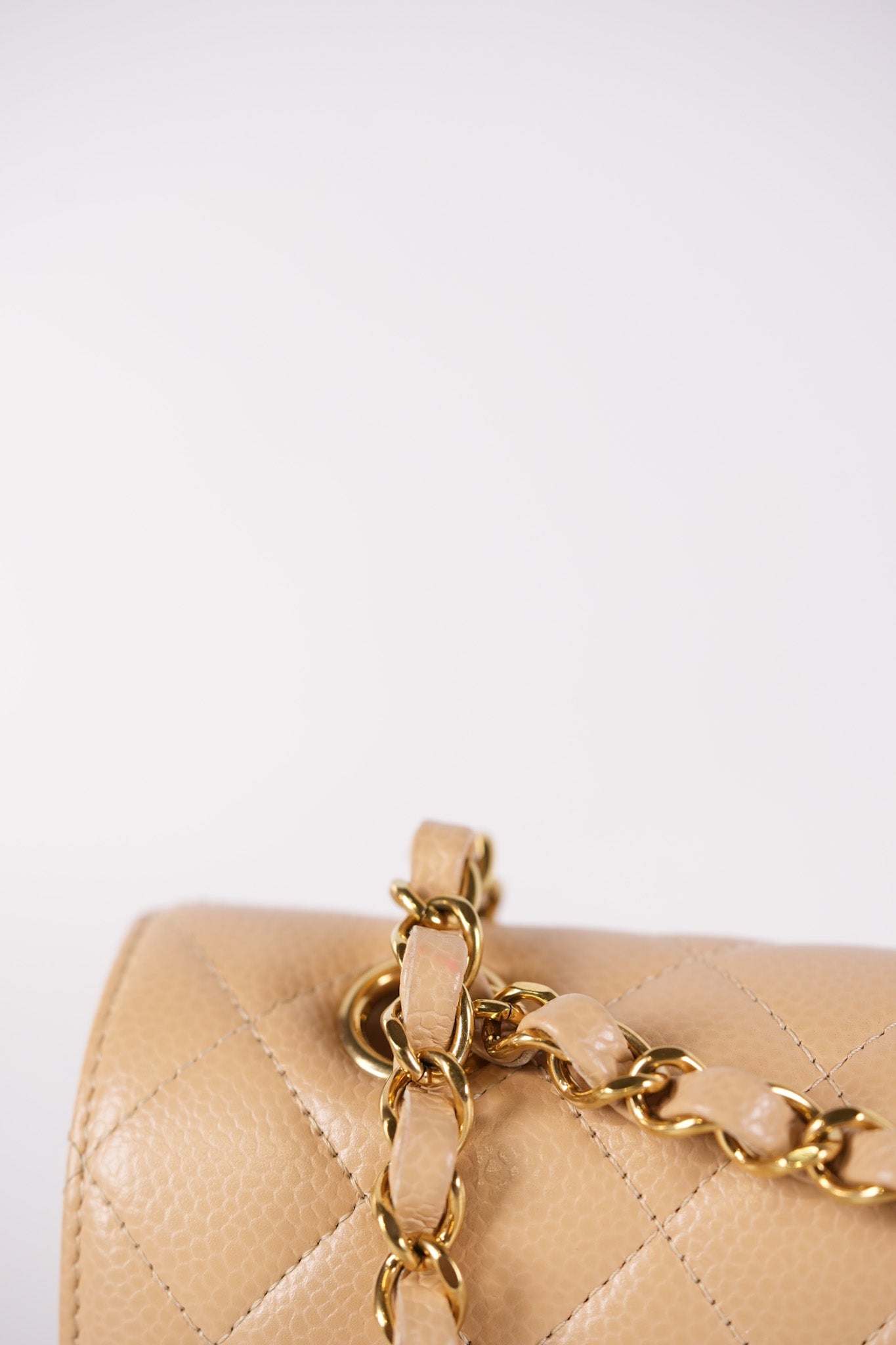 Classic Double Flap Small in Beige Quilted Caviar Leather & Gold Hardware Microchip | Purse Maison Luxury Bags Shop