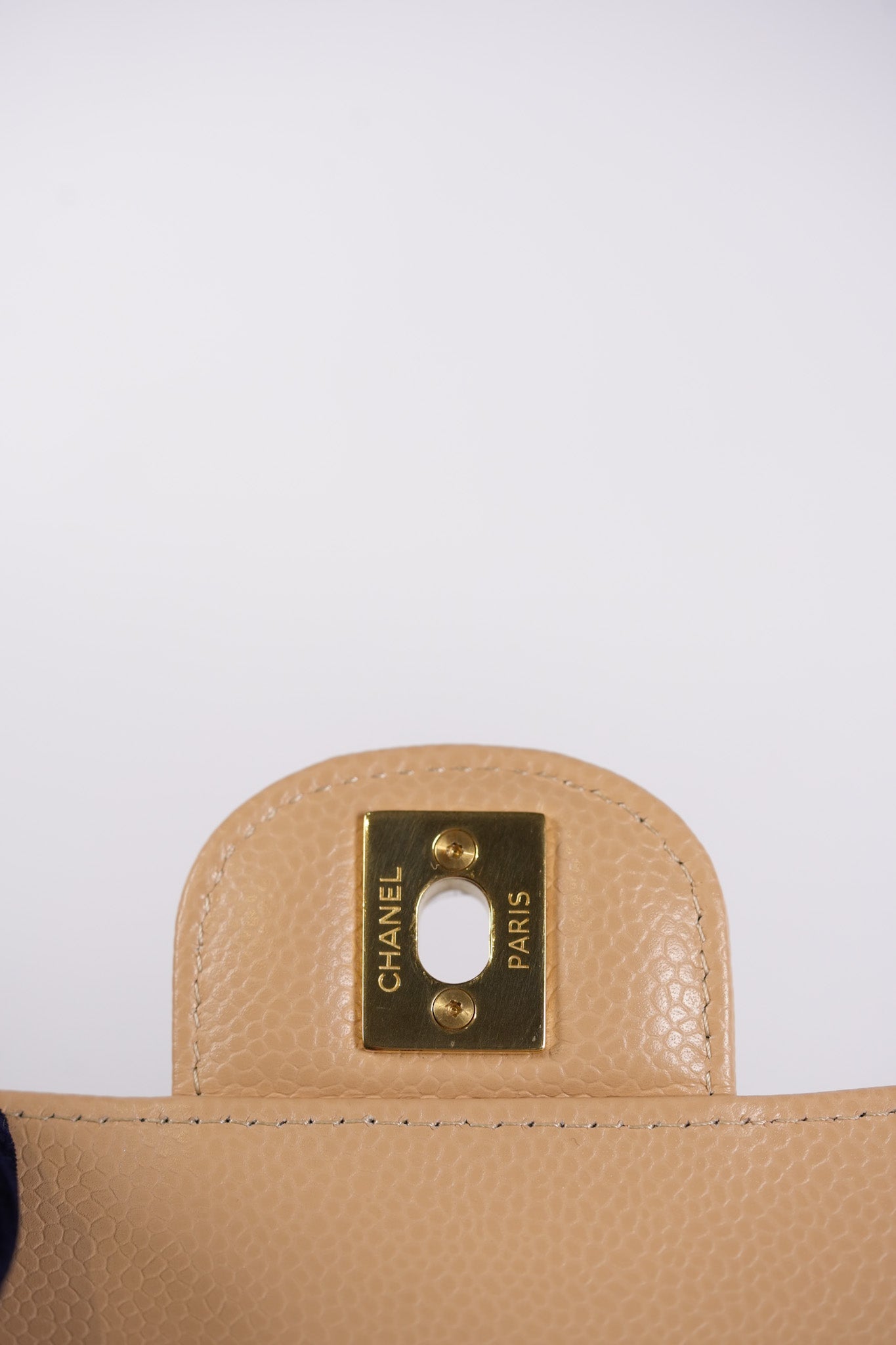 Classic Double Flap Small in Beige Quilted Caviar Leather & Gold Hardware Microchip | Purse Maison Luxury Bags Shop