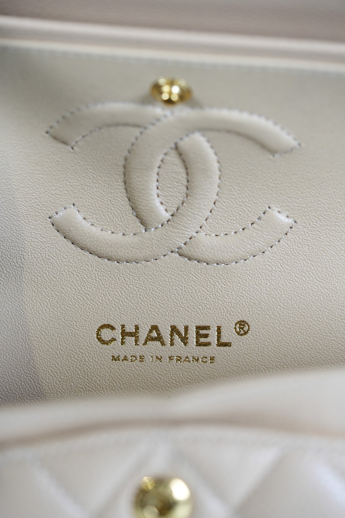 Classic Double Flap Small in Beige Quilted Caviar Leather & Gold Hardware Microchip | Purse Maison Luxury Bags Shop