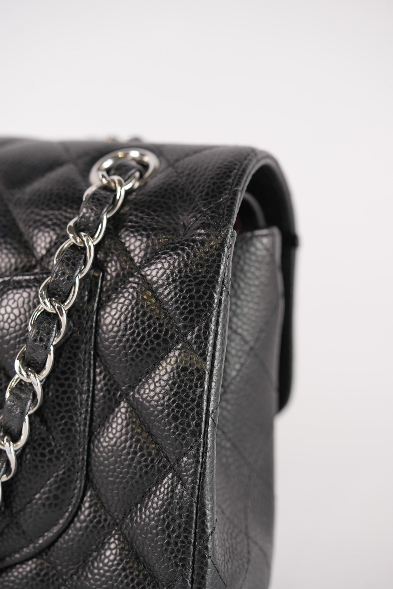 Classic Double Flap Small in Black Caviar Leather and Silver Hardware (Microchip) | Purse Maison Luxury Bags Shop