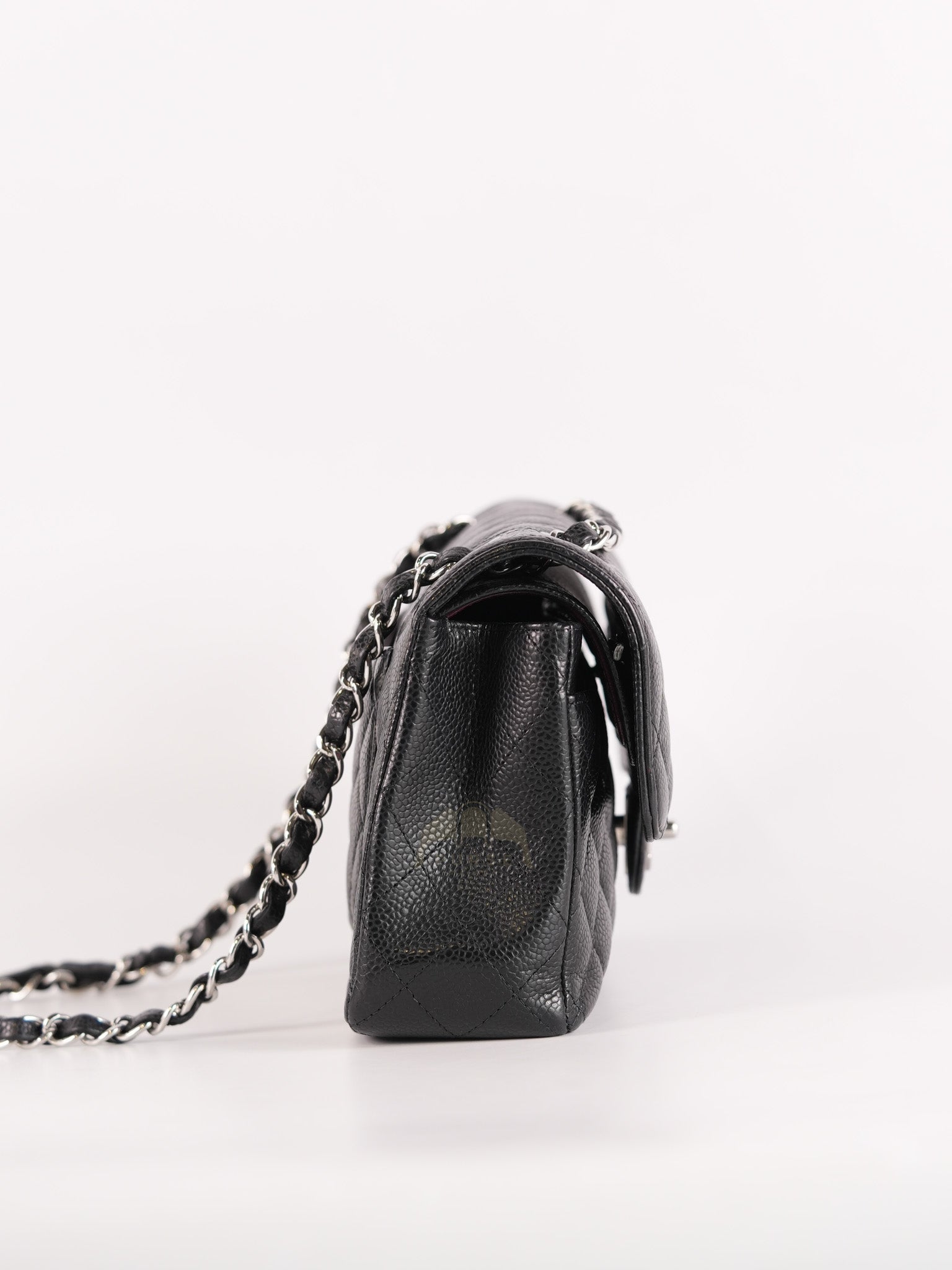 Classic Double Flap Small in Black Caviar Leather and Silver Hardware (Microchip) | Purse Maison Luxury Bags Shop