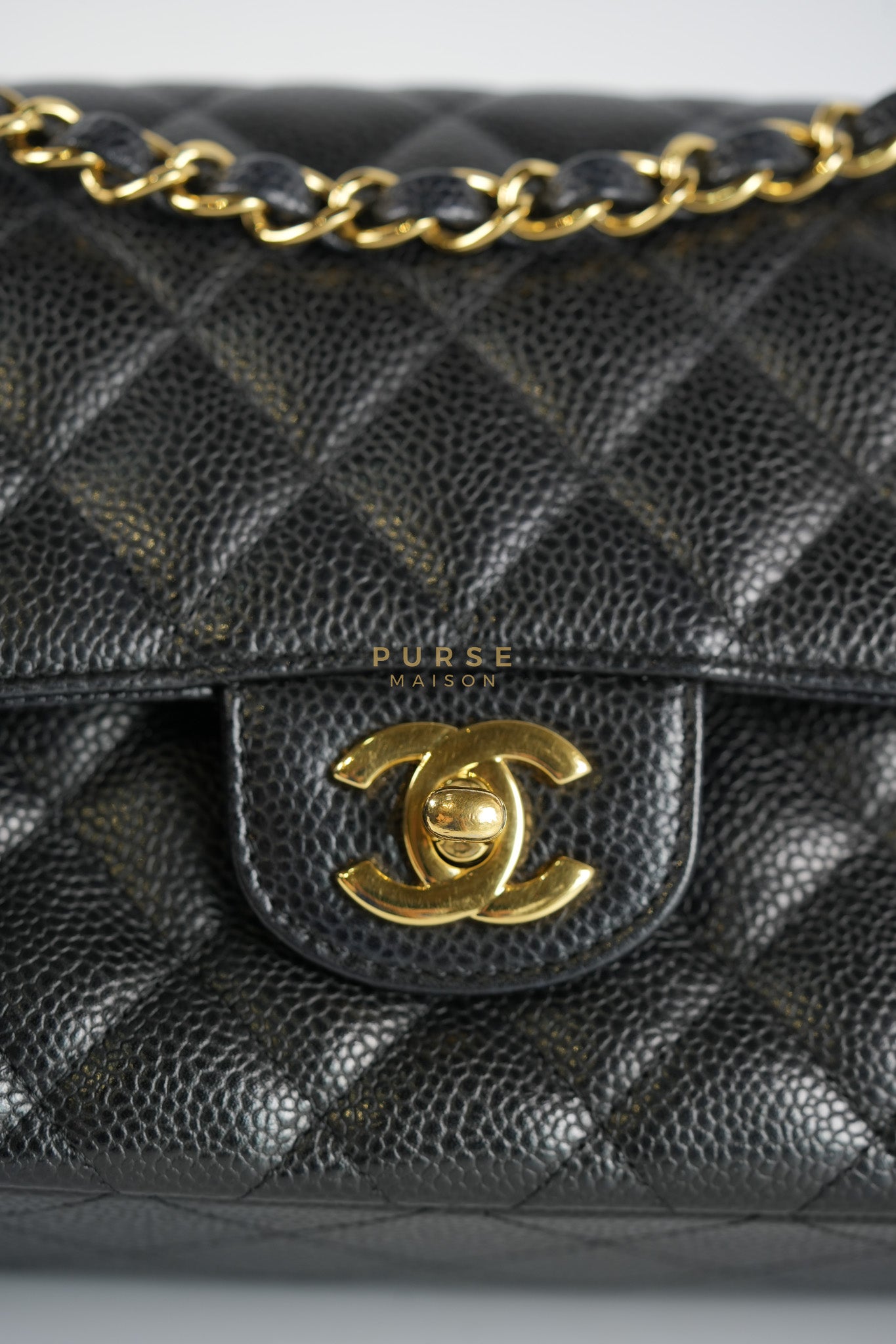 Classic Double Flap Medium in Black Caviar Leather & Gold Hardware Series 20 | Purse Maison Luxury Bags Shop