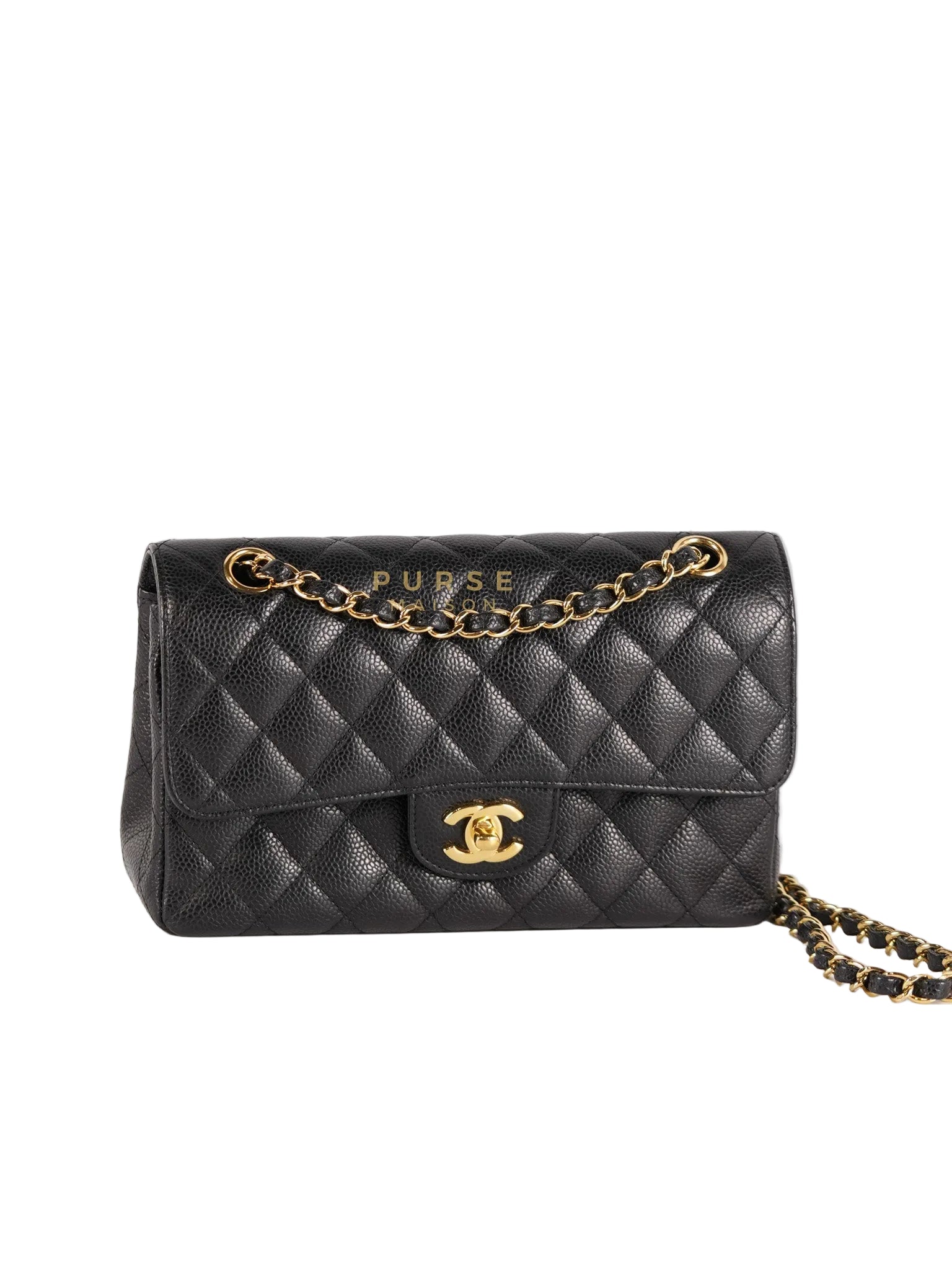 Classic Double Flap Medium in Black Caviar Leather & Gold Hardware Series 20 | Purse Maison Luxury Bags Shop