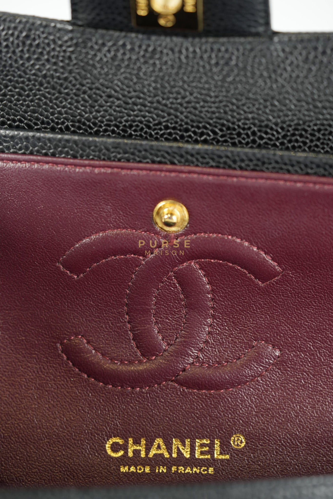 Classic Double Flap Medium in Black Caviar Leather & Gold Hardware Series 20 | Purse Maison Luxury Bags Shop