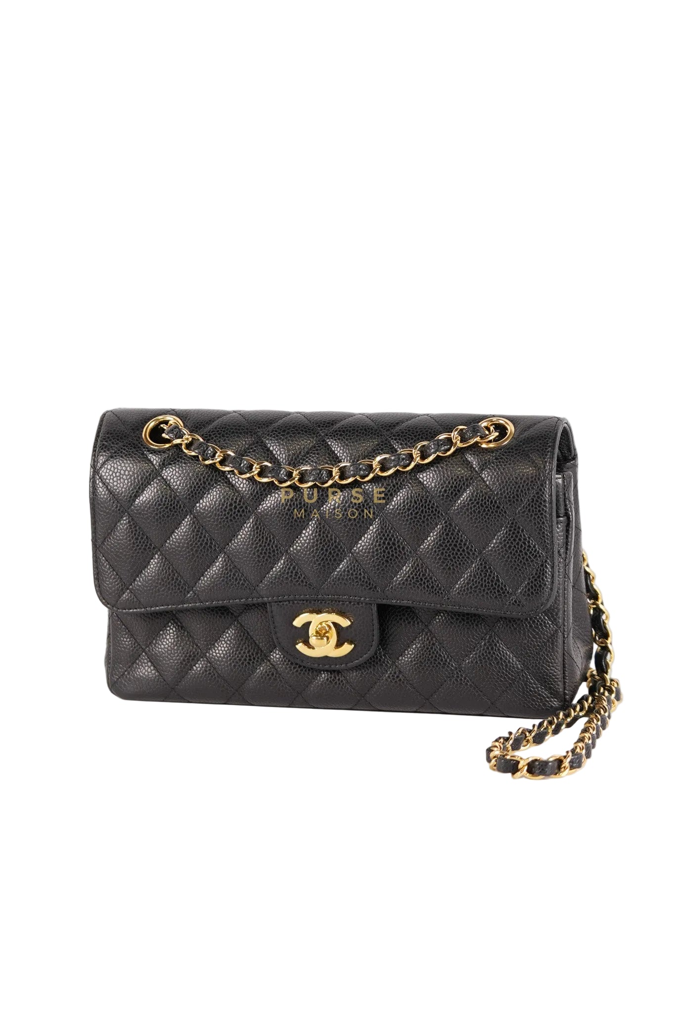 Classic Double Flap Medium in Black Caviar Leather & Gold Hardware Series 20 | Purse Maison Luxury Bags Shop