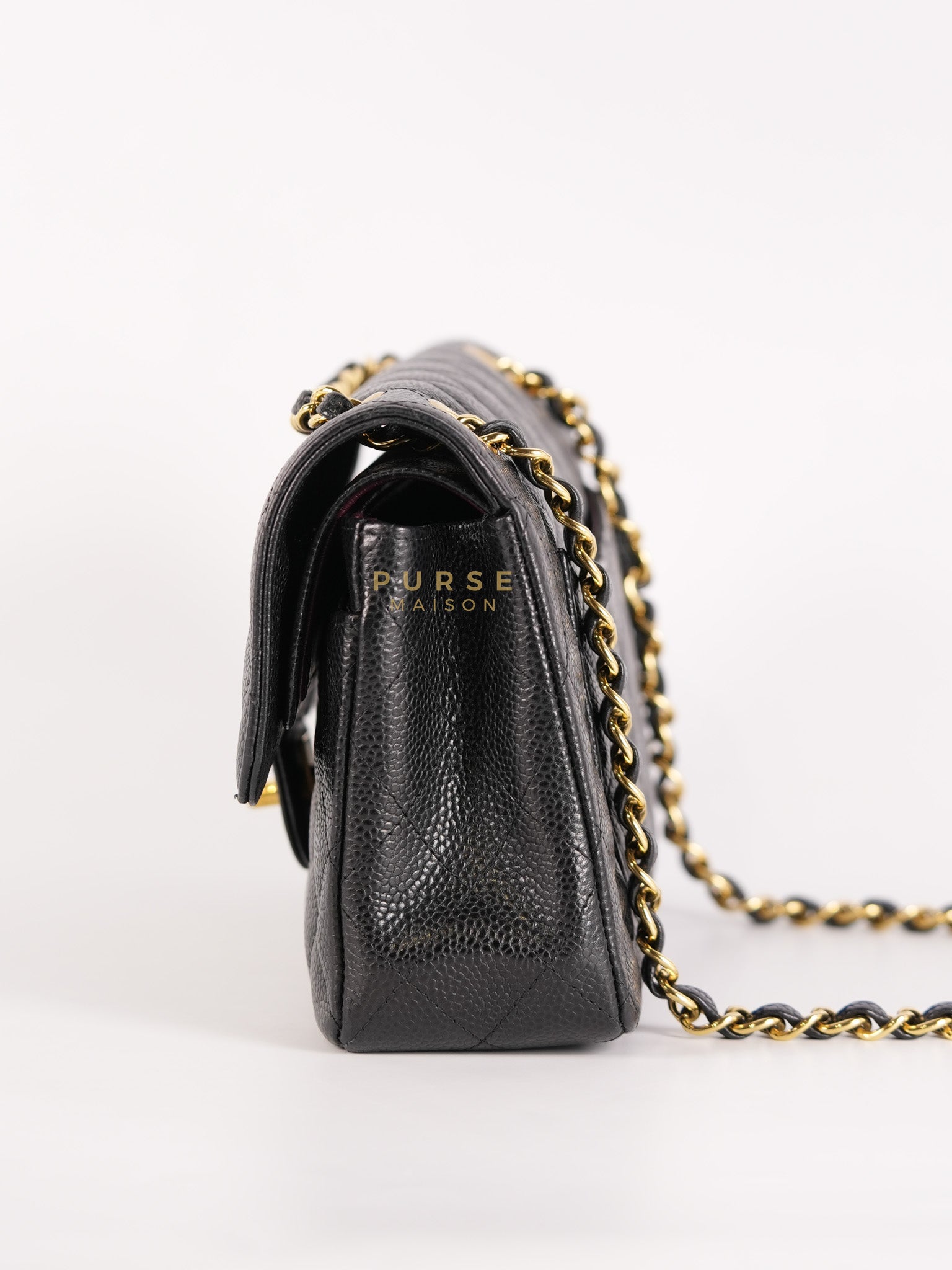 Classic Double Flap Medium in Black Caviar Leather & Gold Hardware Series 20 | Purse Maison Luxury Bags Shop