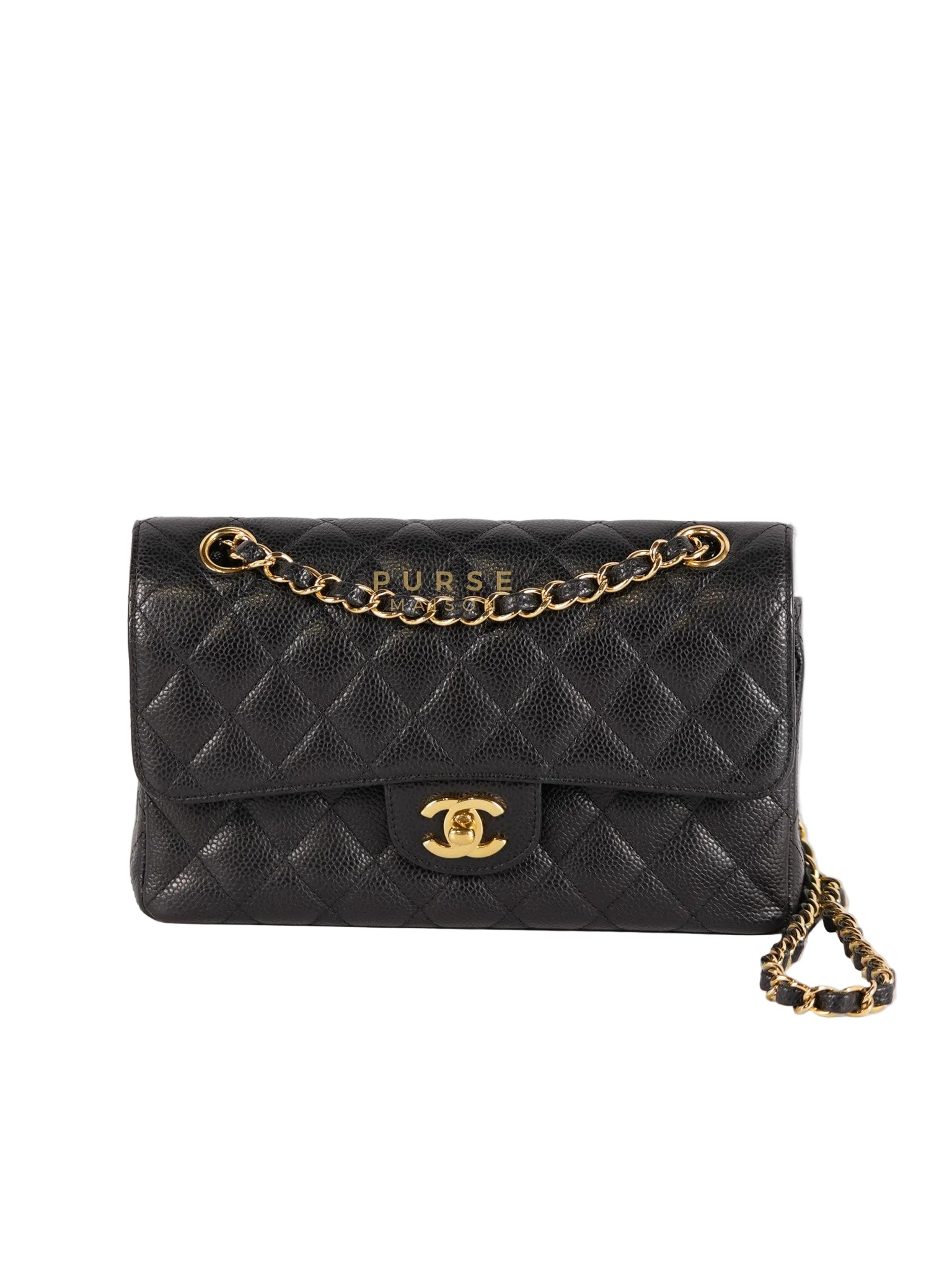 Classic Double Flap Medium in Black Caviar Leather & Gold Hardware Series 20 | Purse Maison Luxury Bags Shop