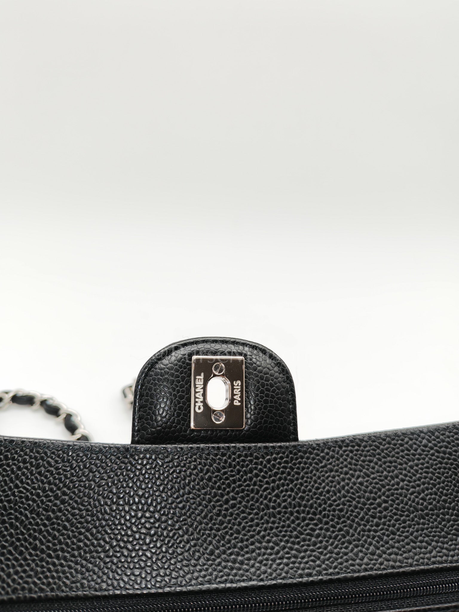 Classic Double Flap Small in Black Caviar Silver Hardware (Microchip) | Purse Maison Luxury Bags Shop