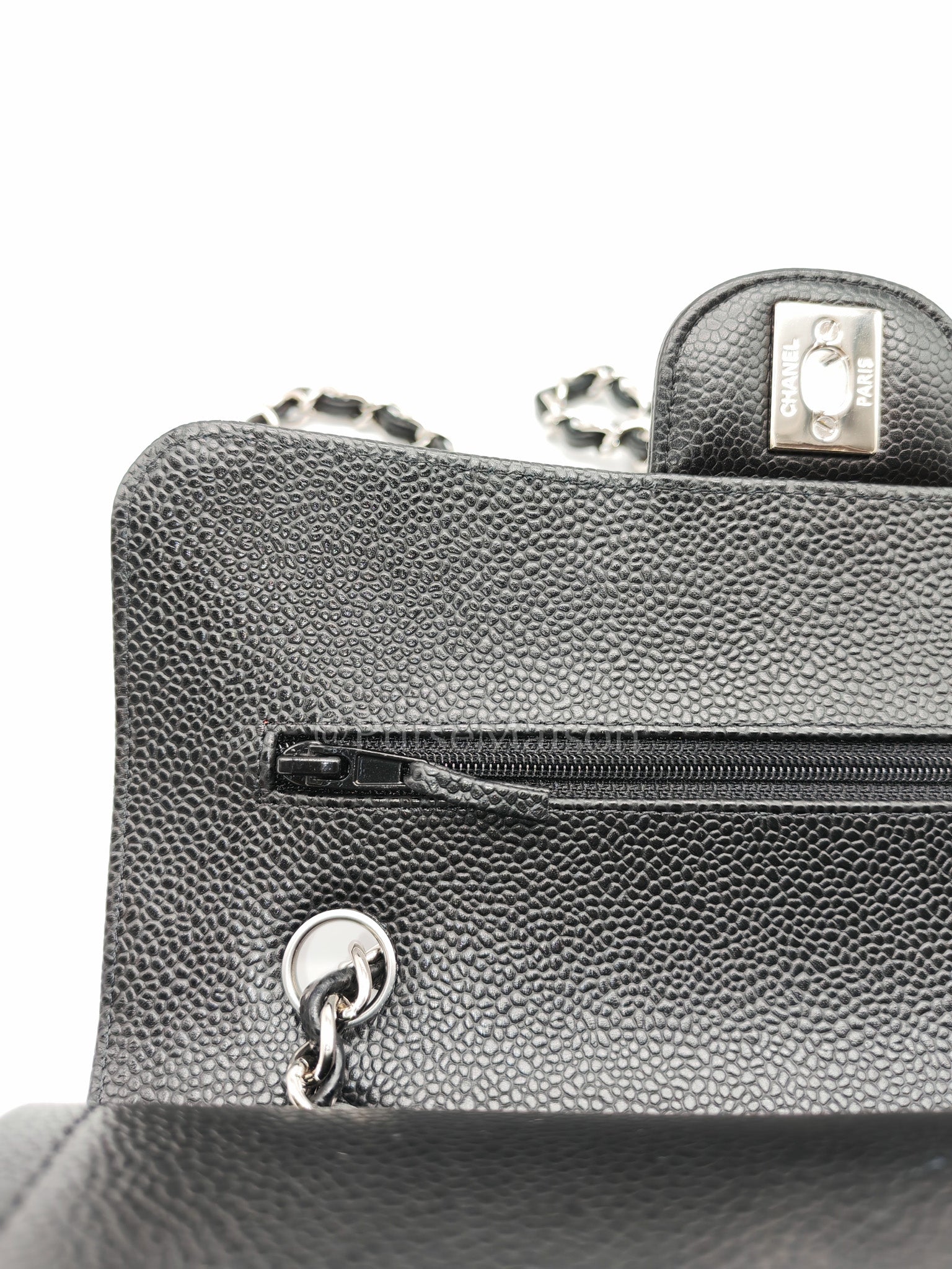 Classic Double Flap Small in Black Caviar Silver Hardware (Microchip) | Purse Maison Luxury Bags Shop