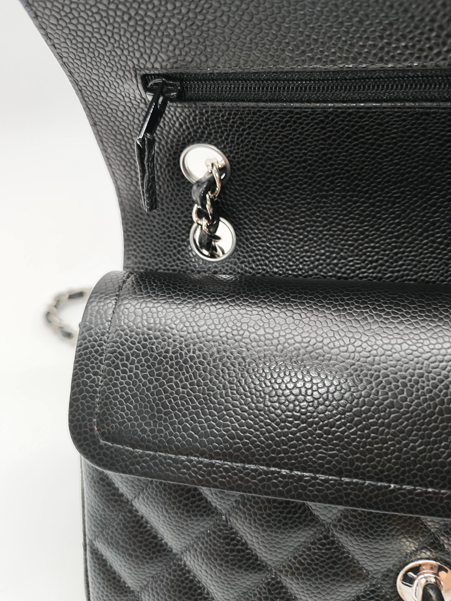 Classic Double Flap Small in Black Caviar Silver Hardware (Microchip) | Purse Maison Luxury Bags Shop