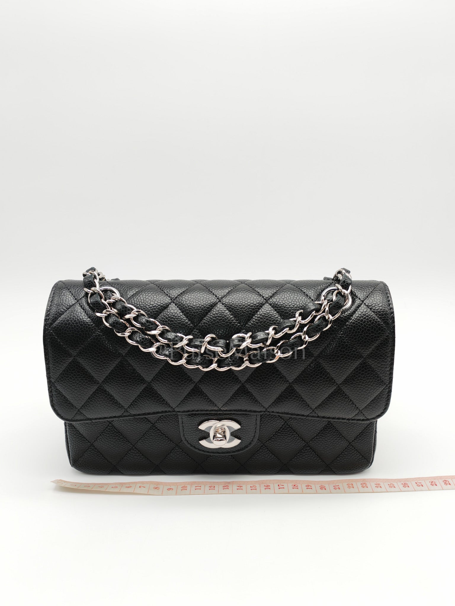 Classic Double Flap Small in Black Caviar Silver Hardware (Microchip) | Purse Maison Luxury Bags Shop