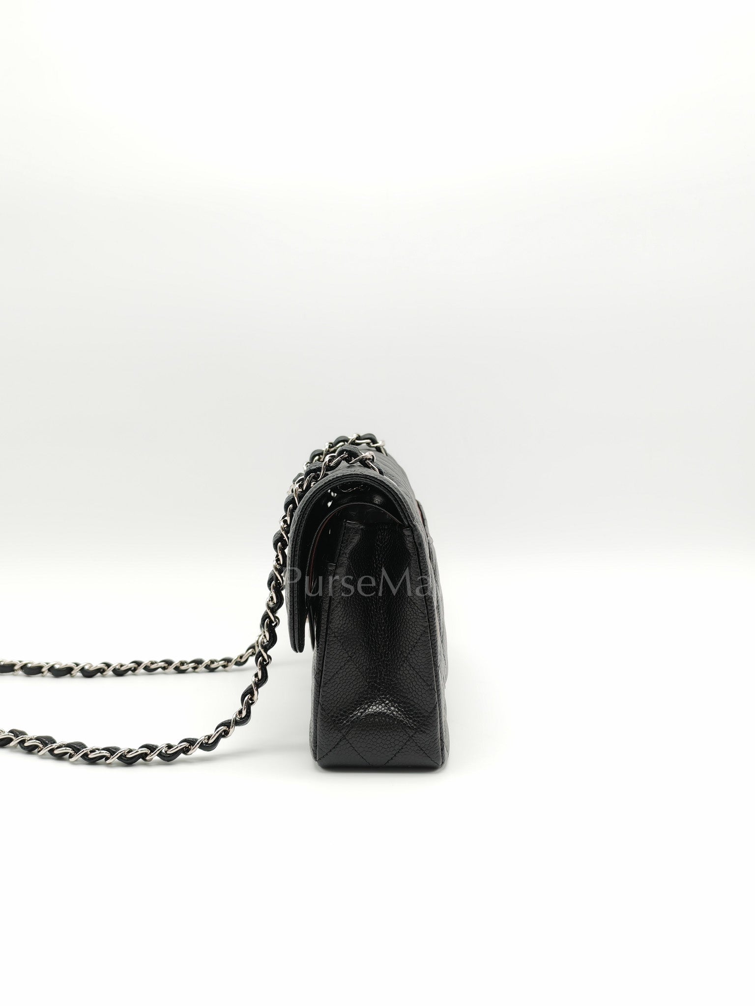 Classic Double Flap Small in Black Caviar Silver Hardware (Microchip) | Purse Maison Luxury Bags Shop