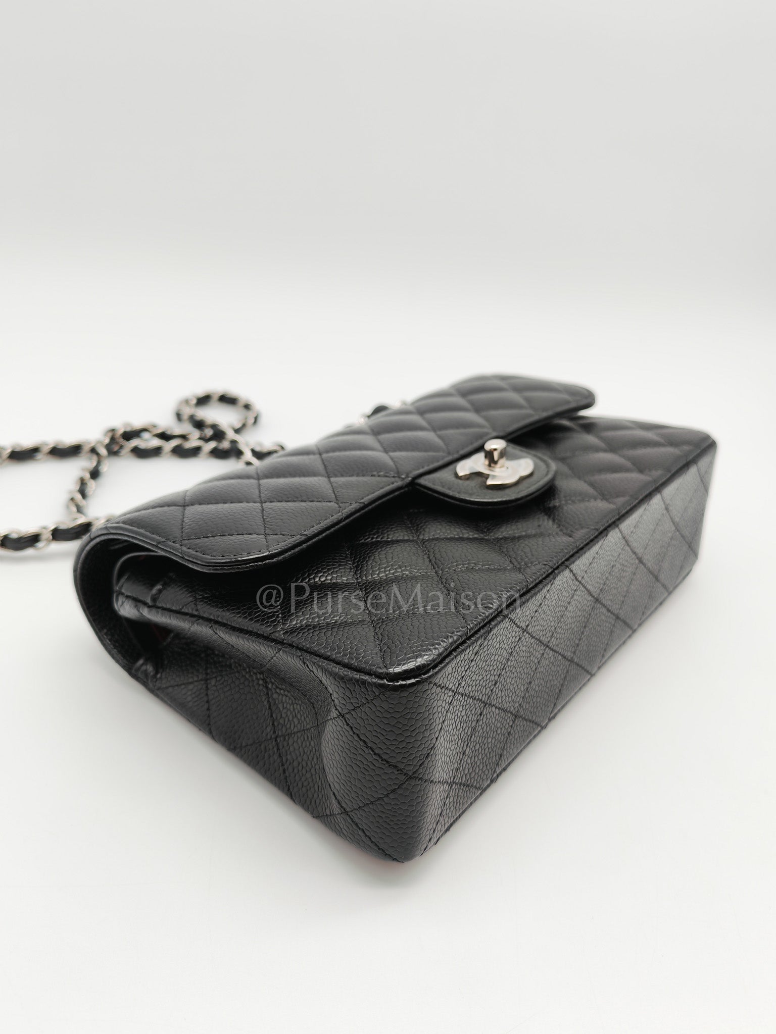 Classic Double Flap Small in Black Caviar Silver Hardware (Microchip) | Purse Maison Luxury Bags Shop