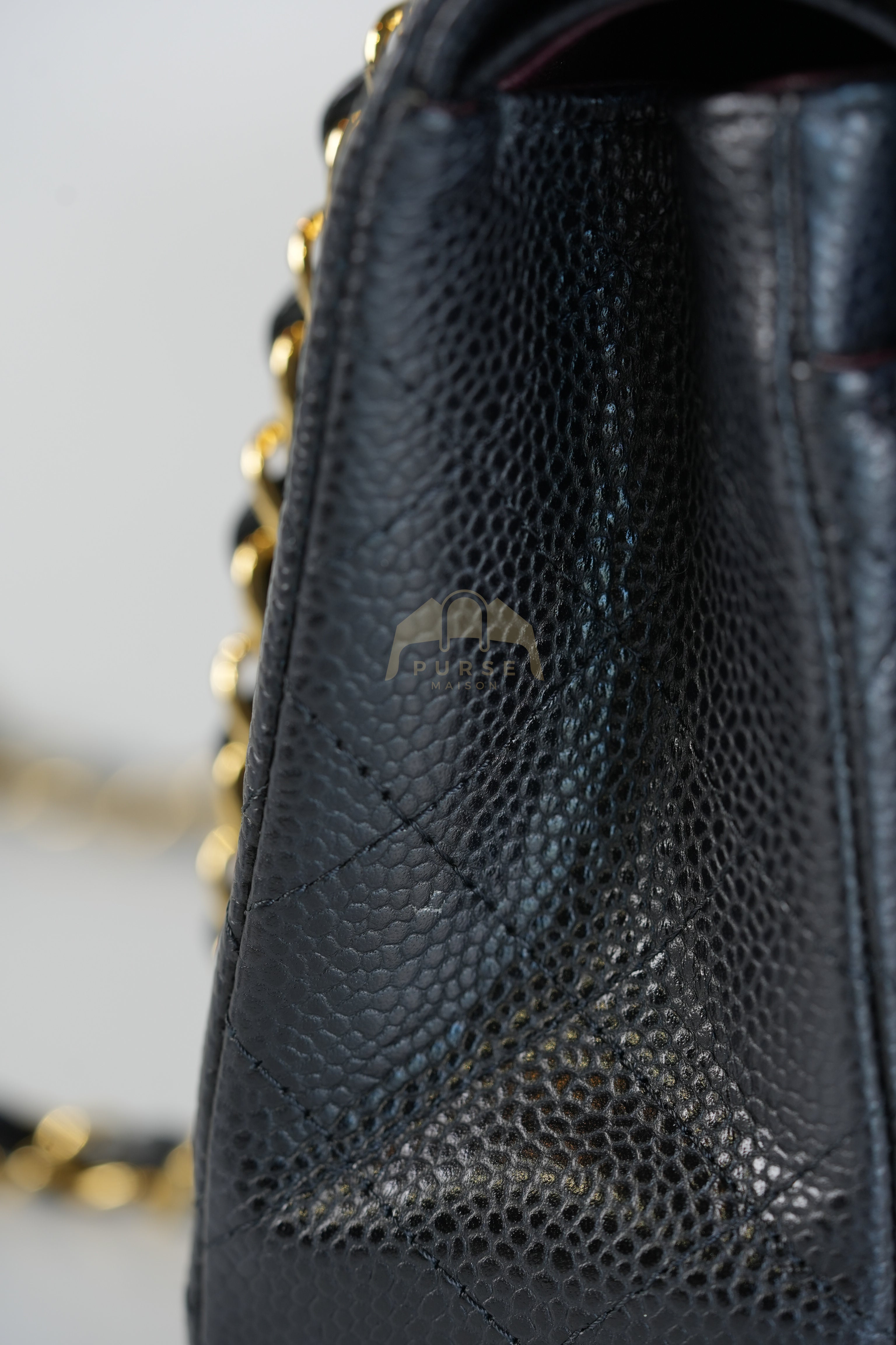 Classic Double Flap Small in Black Quilted Caviar Leather and Gold Hardware Series 28 | Purse Maison Luxury Bags Shop