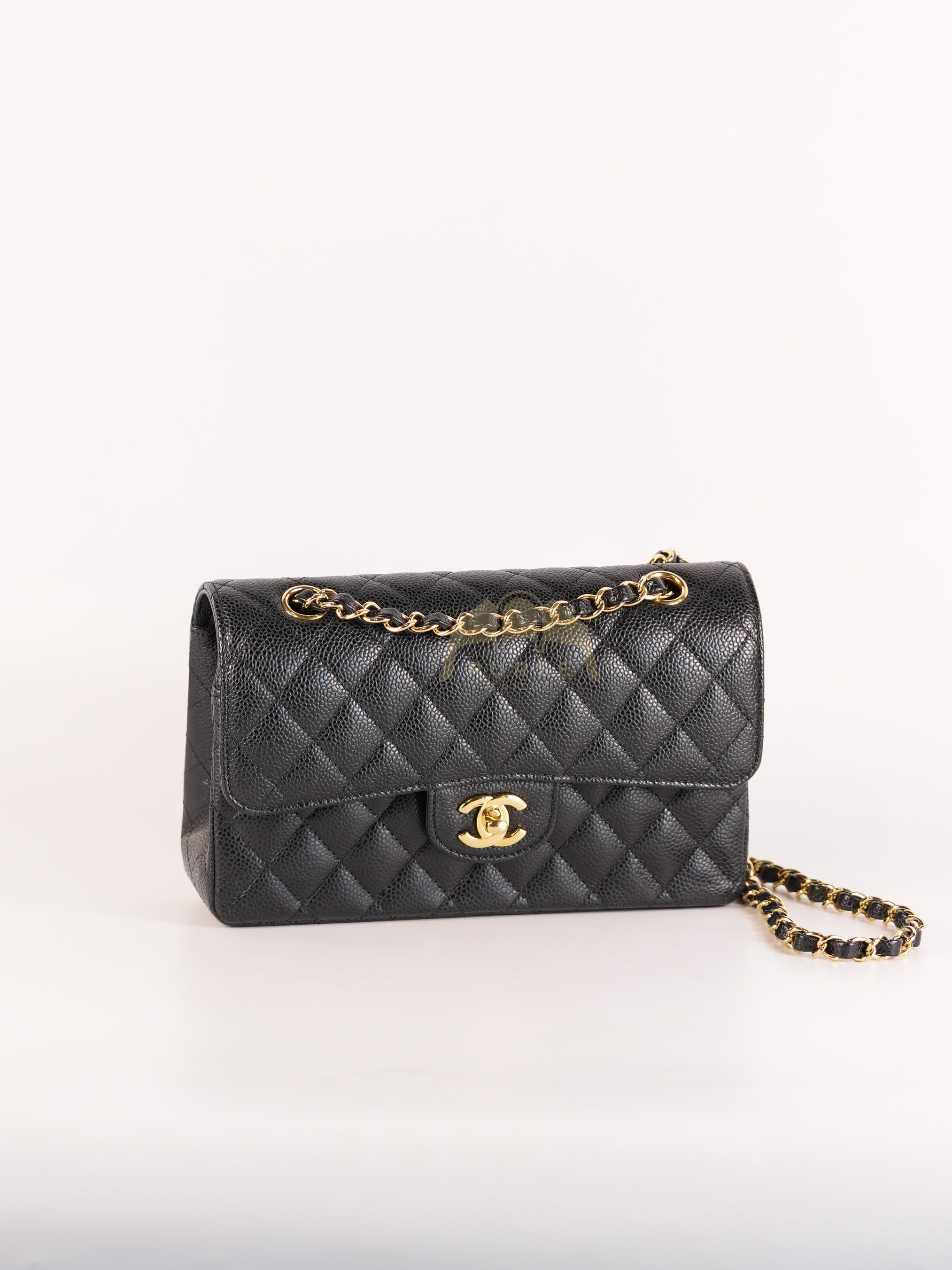 Classic Double Flap Small in Black Quilted Caviar Leather and Gold Hardware Series 28 | Purse Maison Luxury Bags Shop