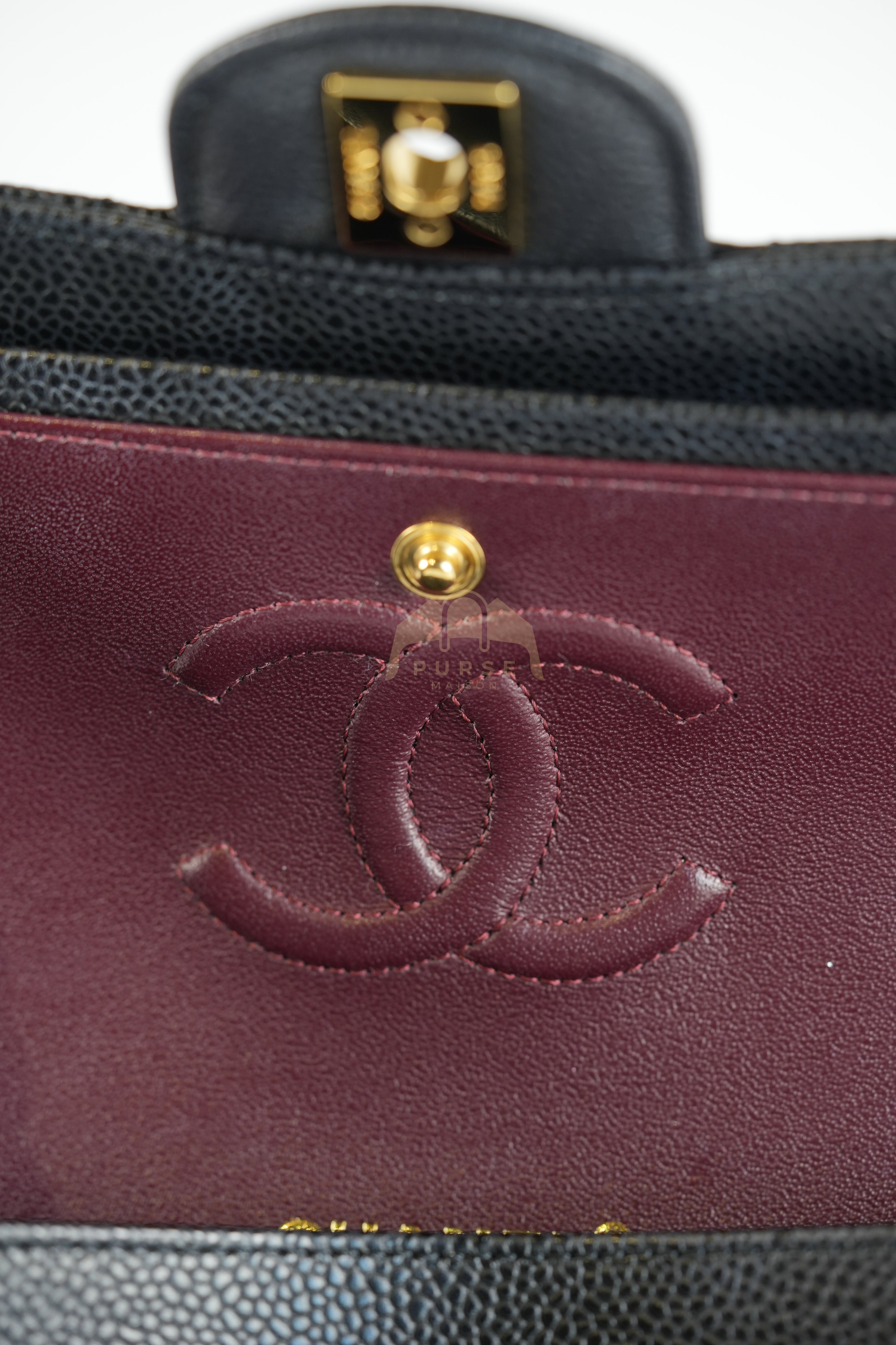 Classic Double Flap Small in Black Quilted Caviar Leather and Gold Hardware Series 28 | Purse Maison Luxury Bags Shop