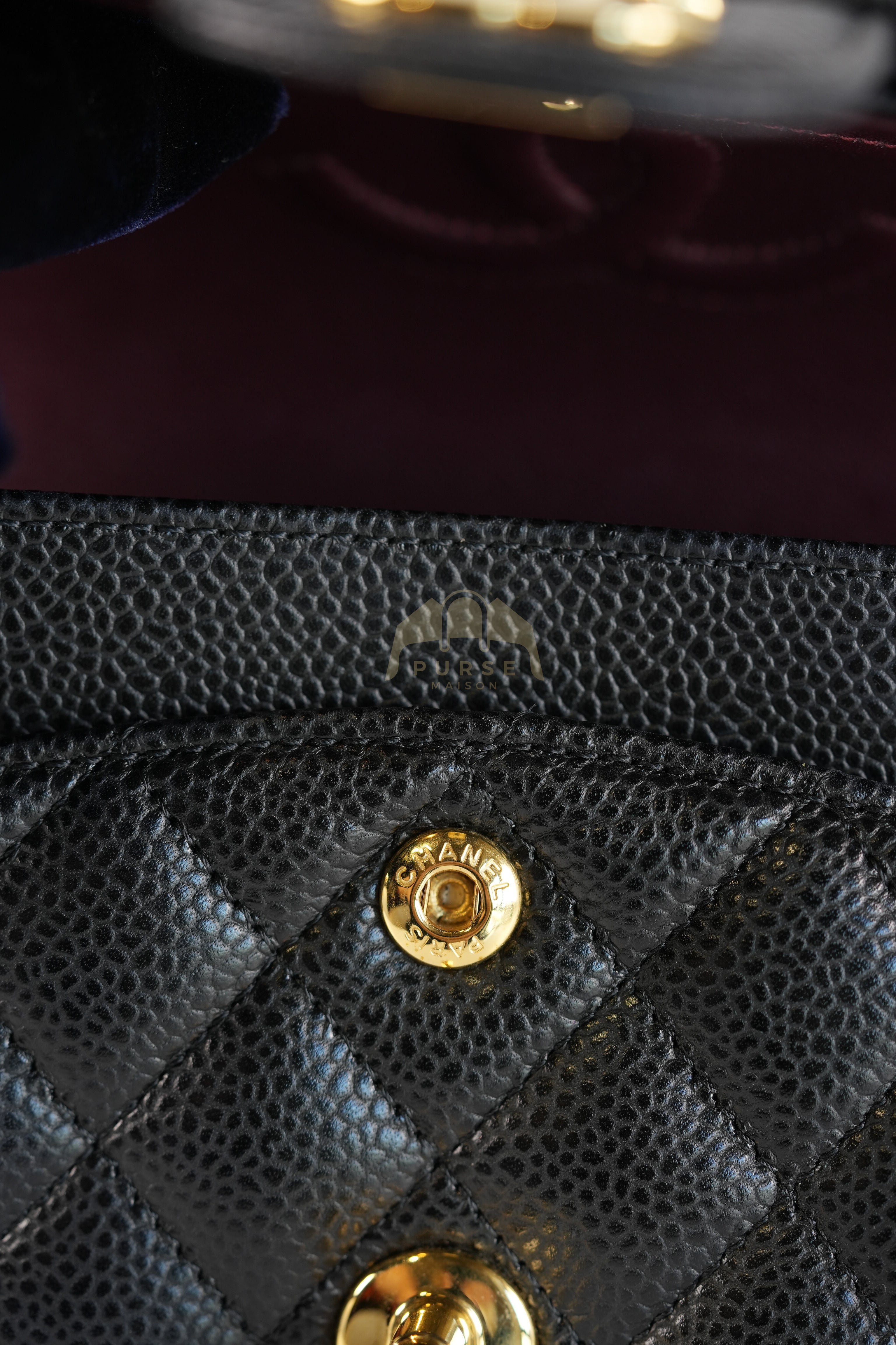Classic Double Flap Small in Black Quilted Caviar Leather and Gold Hardware Series 28 | Purse Maison Luxury Bags Shop