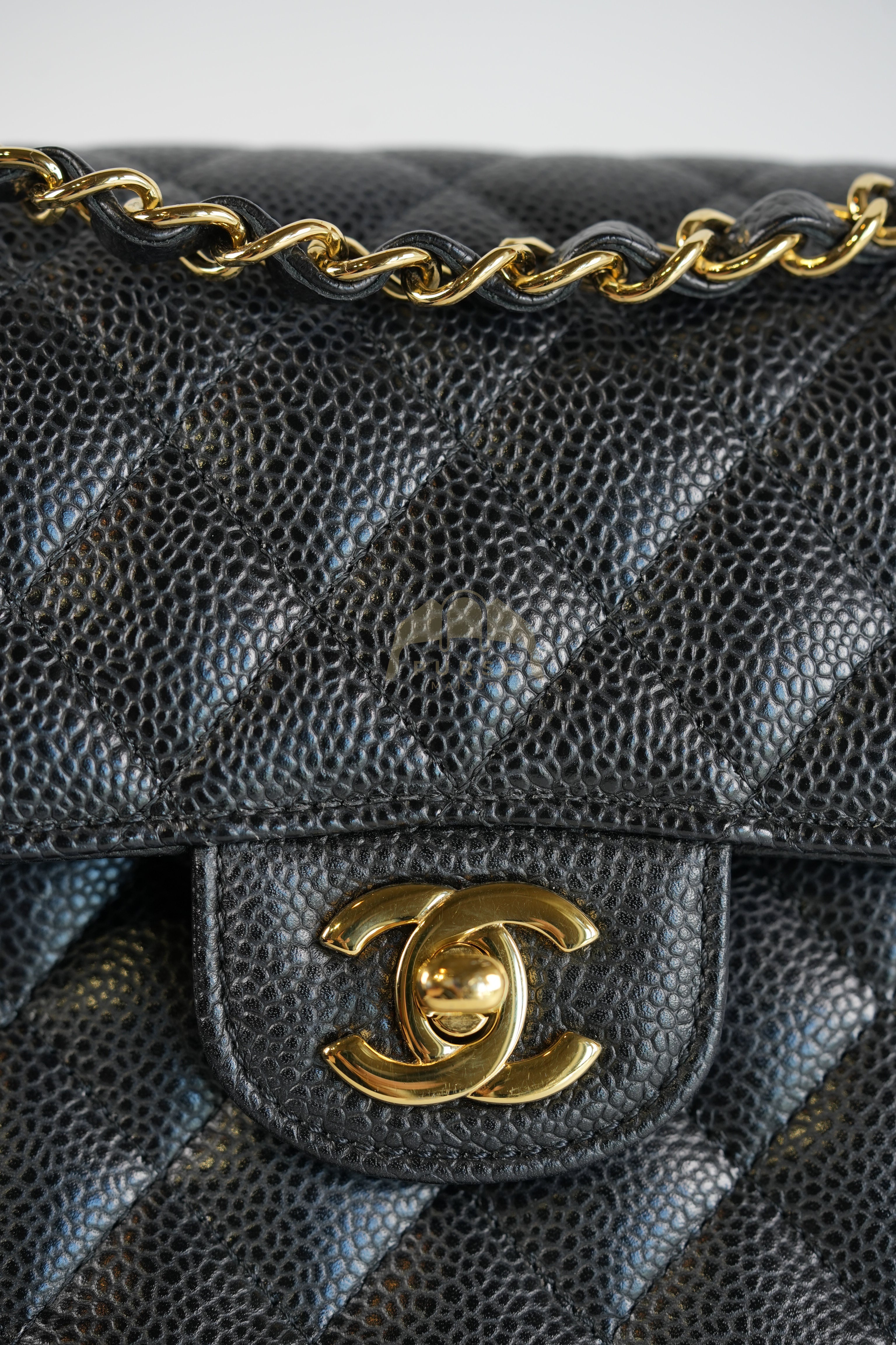 Classic Double Flap Small in Black Quilted Caviar Leather and Gold Hardware Series 28 | Purse Maison Luxury Bags Shop