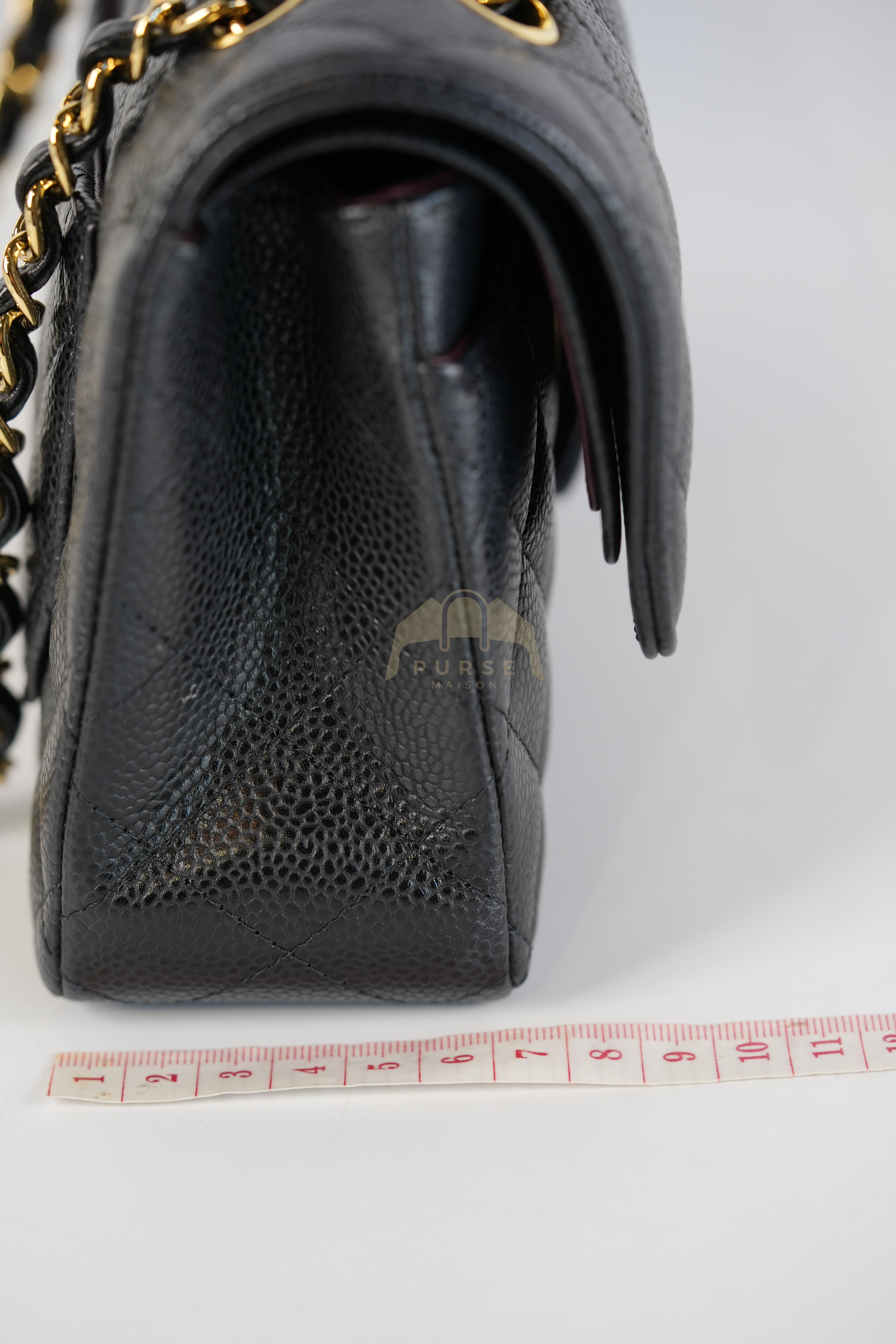 Classic Double Flap Small in Black Quilted Caviar Leather and Gold Hardware Series 28 | Purse Maison Luxury Bags Shop