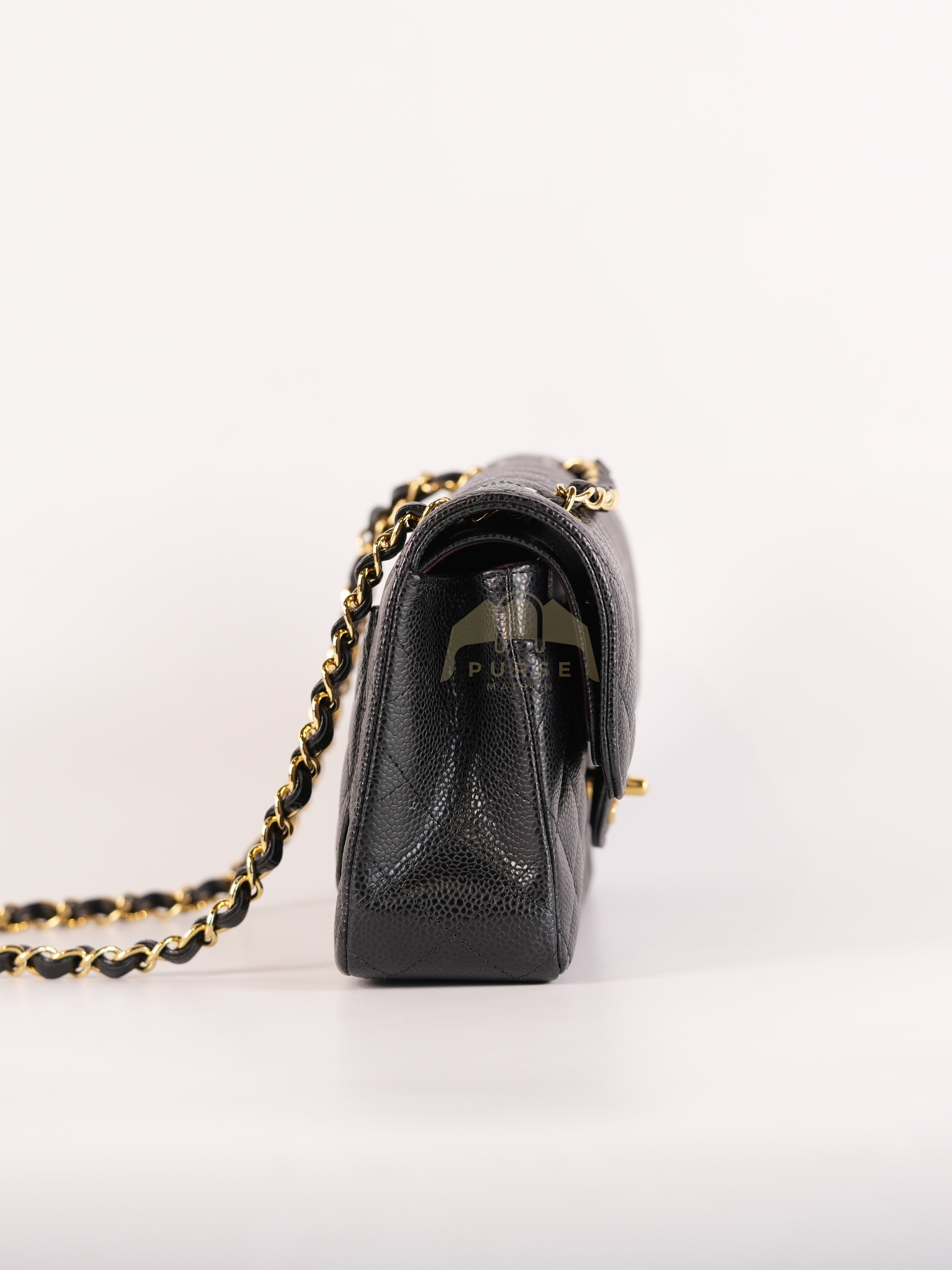 Classic Double Flap Small in Black Quilted Caviar Leather and Gold Hardware Series 28 | Purse Maison Luxury Bags Shop