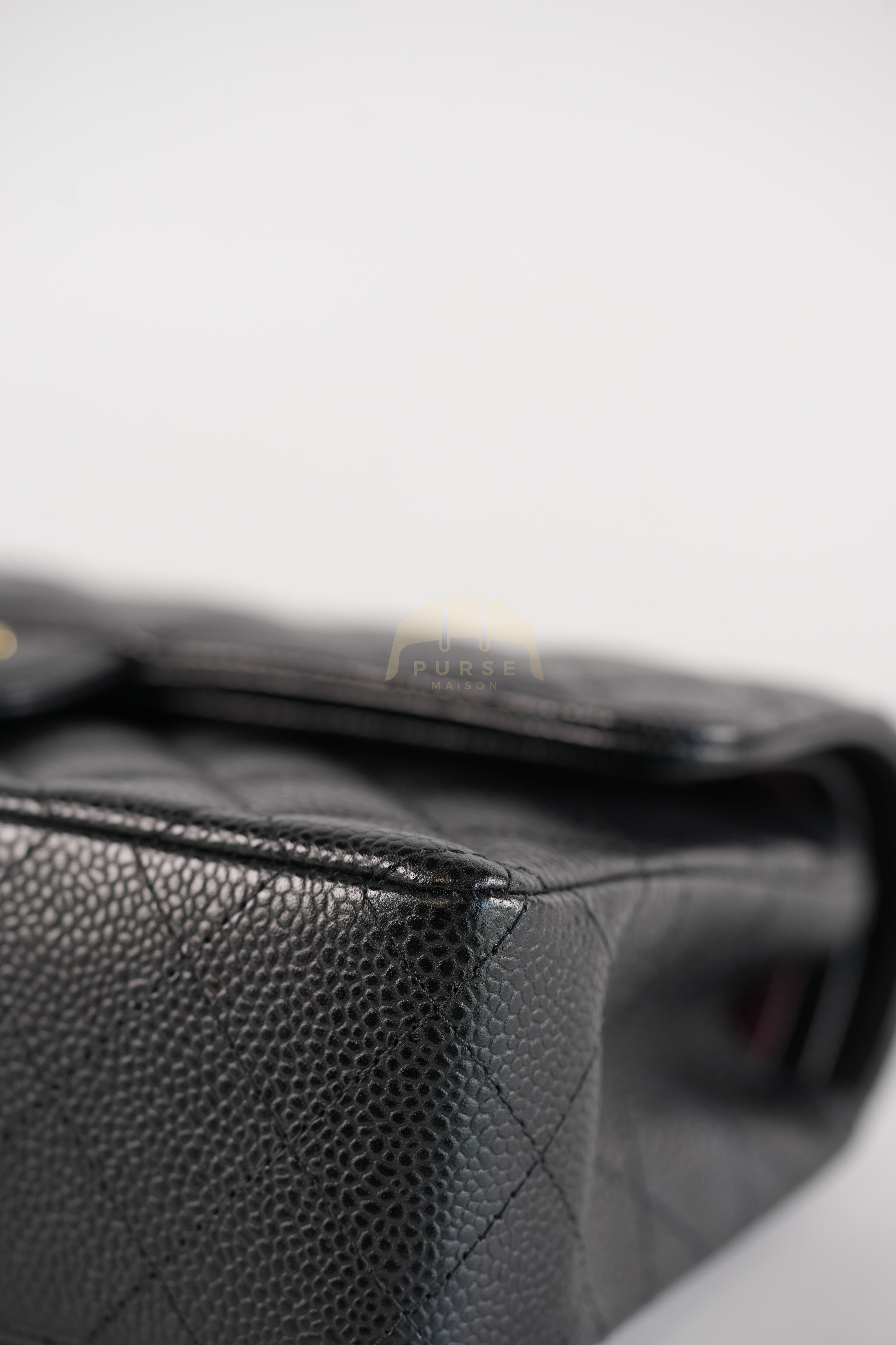 Classic Double Flap Small in Black Quilted Caviar Leather and Gold Hardware Series 28 | Purse Maison Luxury Bags Shop