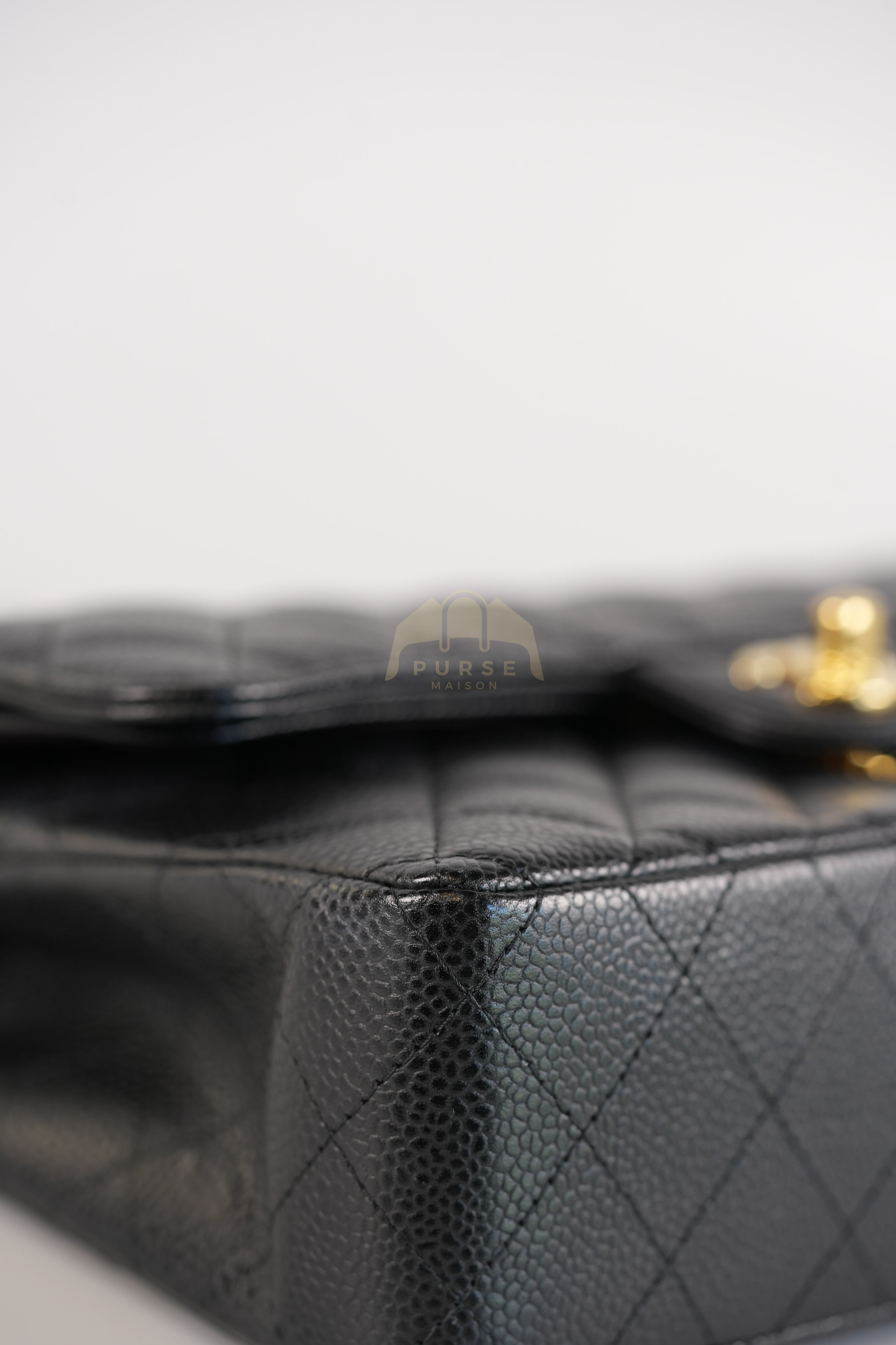 Classic Double Flap Small in Black Quilted Caviar Leather and Gold Hardware Series 28 | Purse Maison Luxury Bags Shop