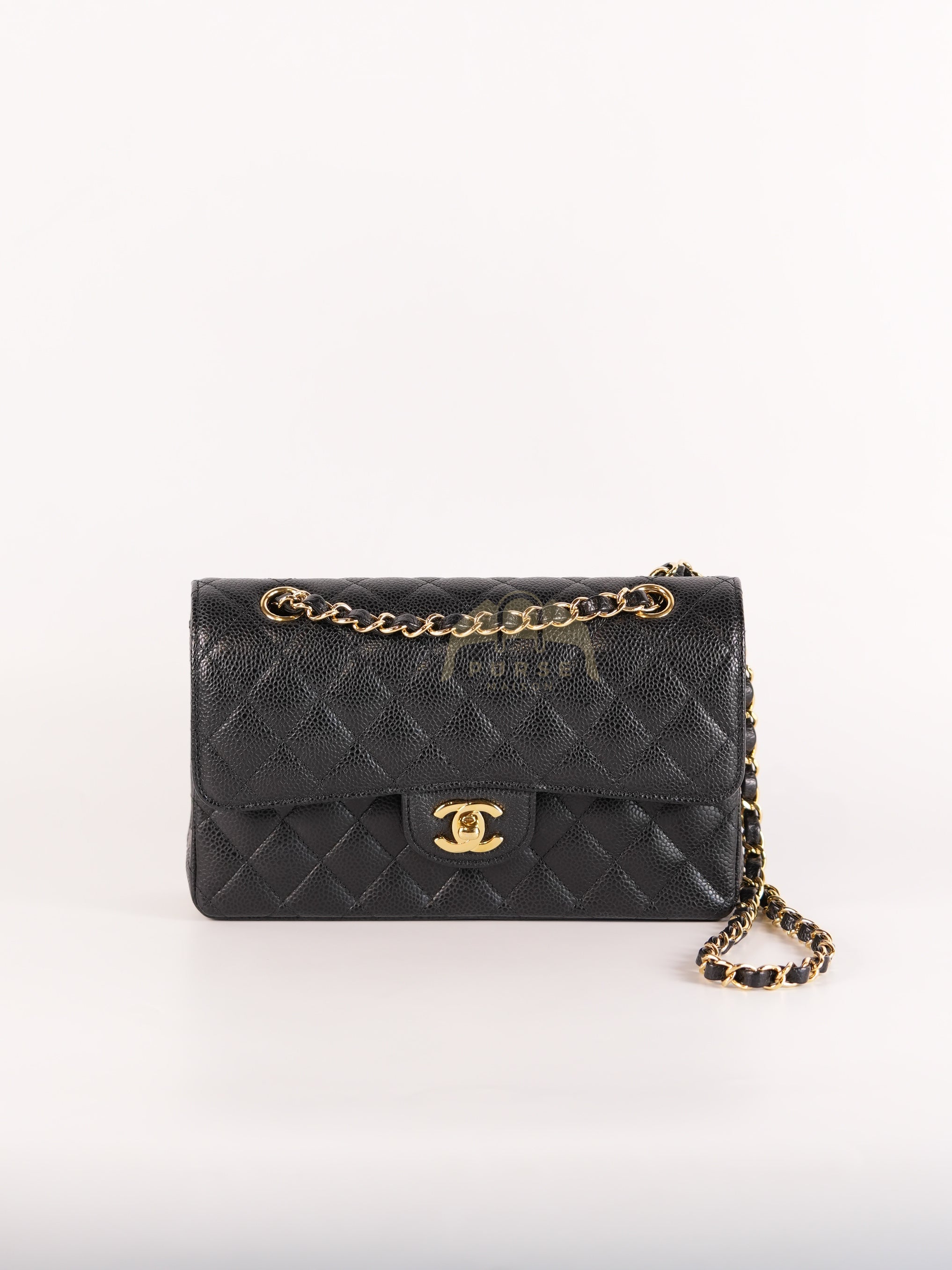 Classic Double Flap Small in Black Quilted Caviar Leather and Gold Hardware Series 28 | Purse Maison Luxury Bags Shop