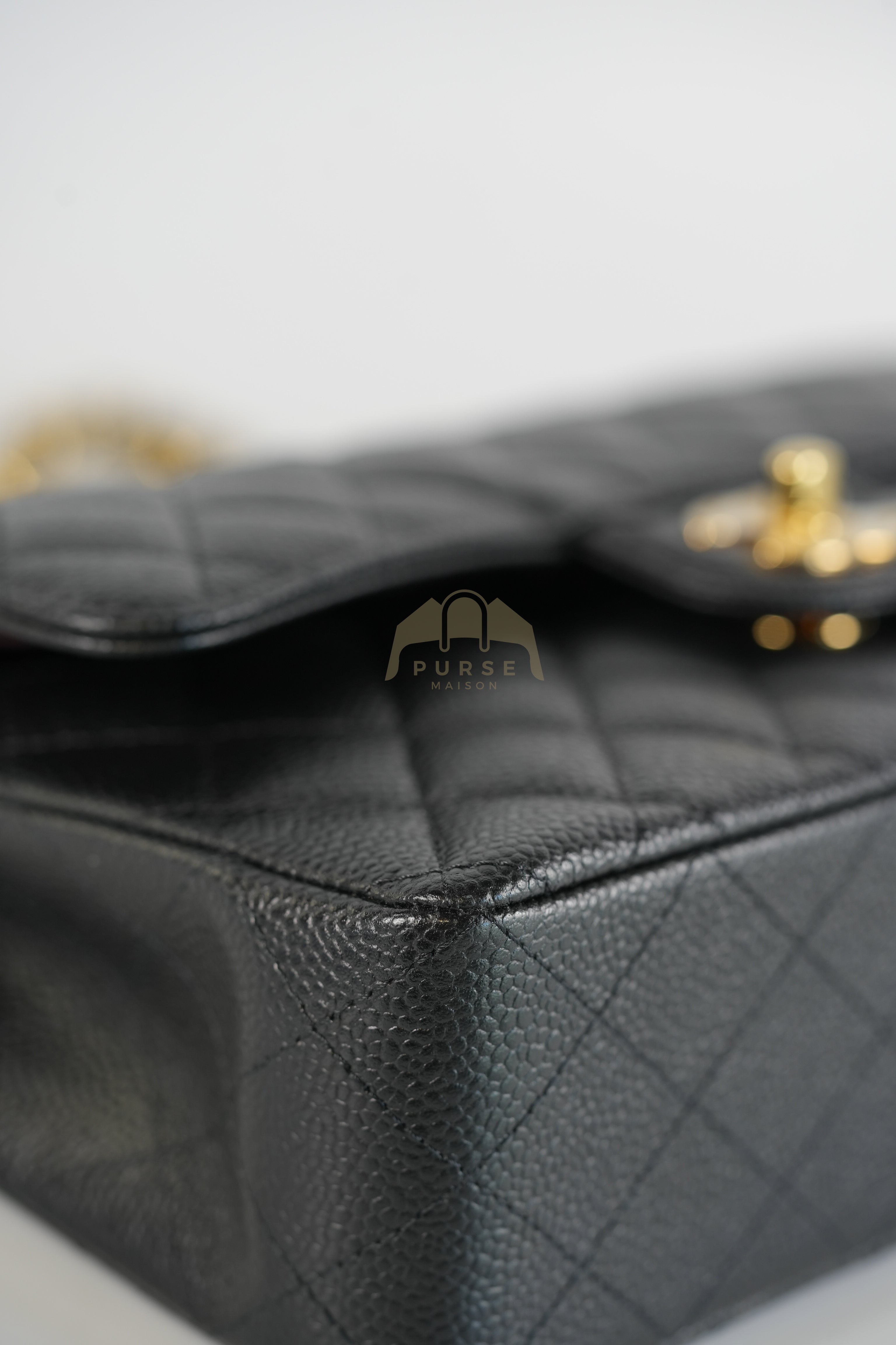 Classic Double Flap Small in Black Quilted Caviar Leather and Gold Hardware Series 29 | Purse Maison Luxury Bags Shop