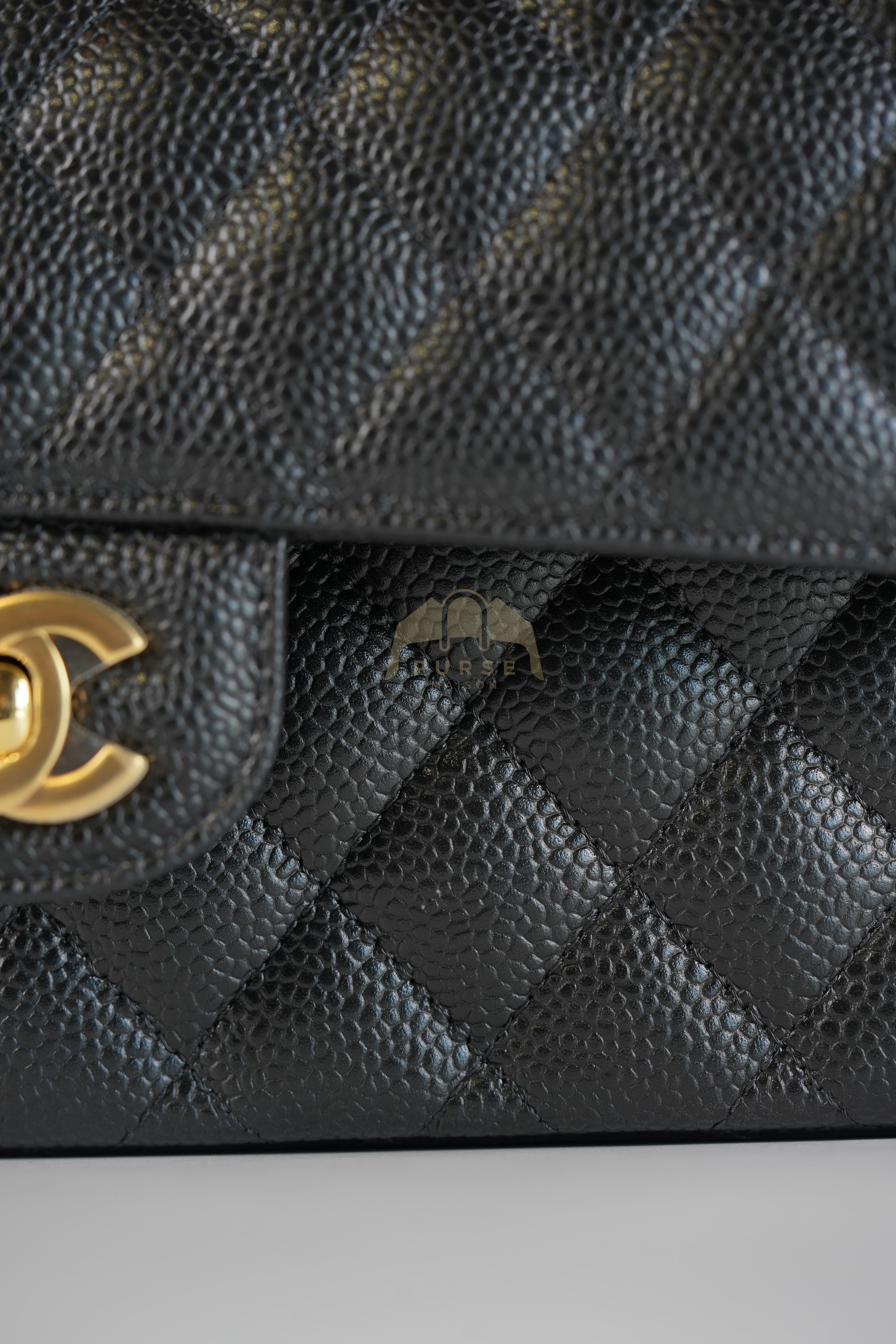 Classic Double Flap Small in Black Quilted Caviar Leather and Gold Hardware Series 29 | Purse Maison Luxury Bags Shop
