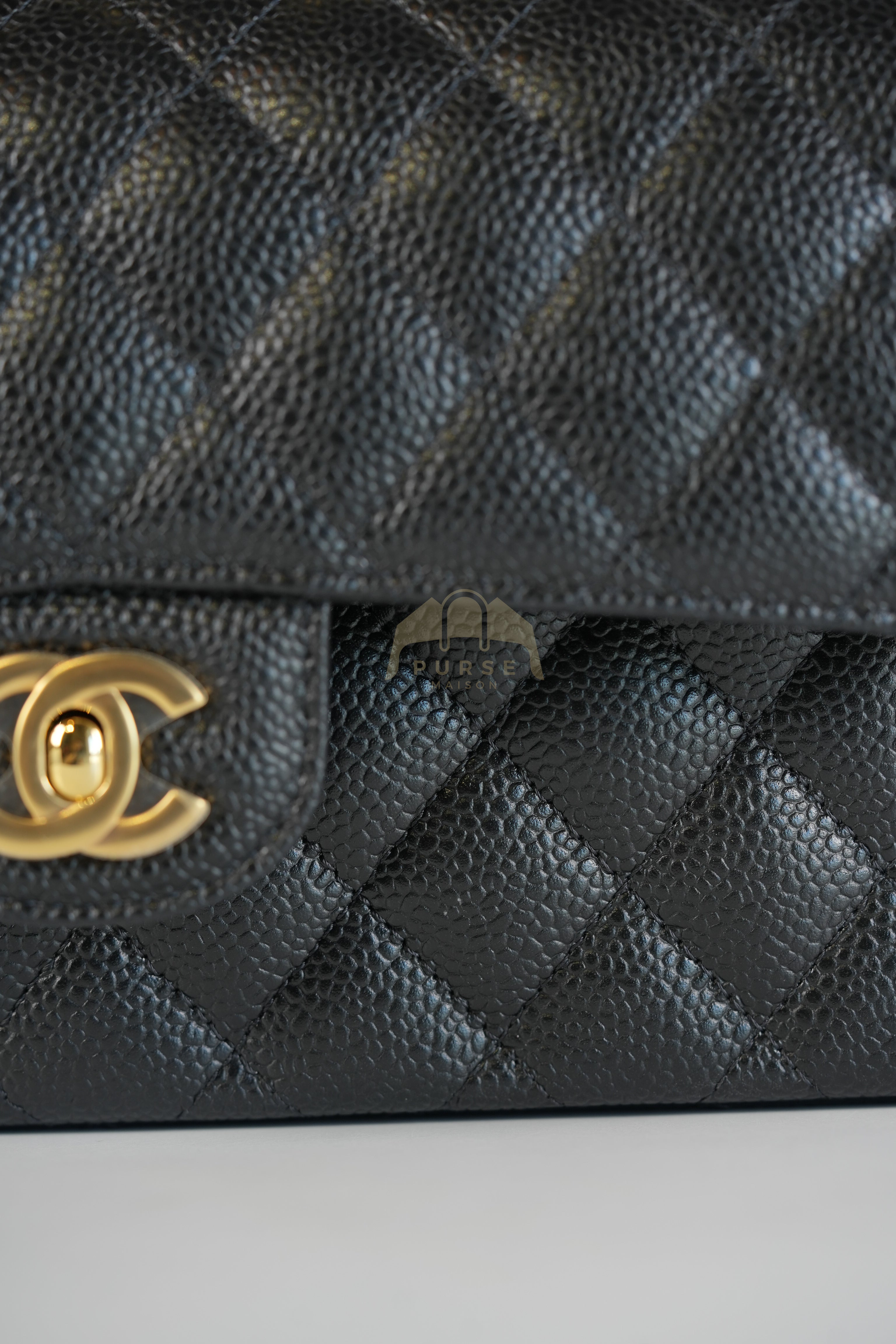 Classic Double Flap Small in Black Quilted Caviar Leather and Gold Hardware Series 29 | Purse Maison Luxury Bags Shop